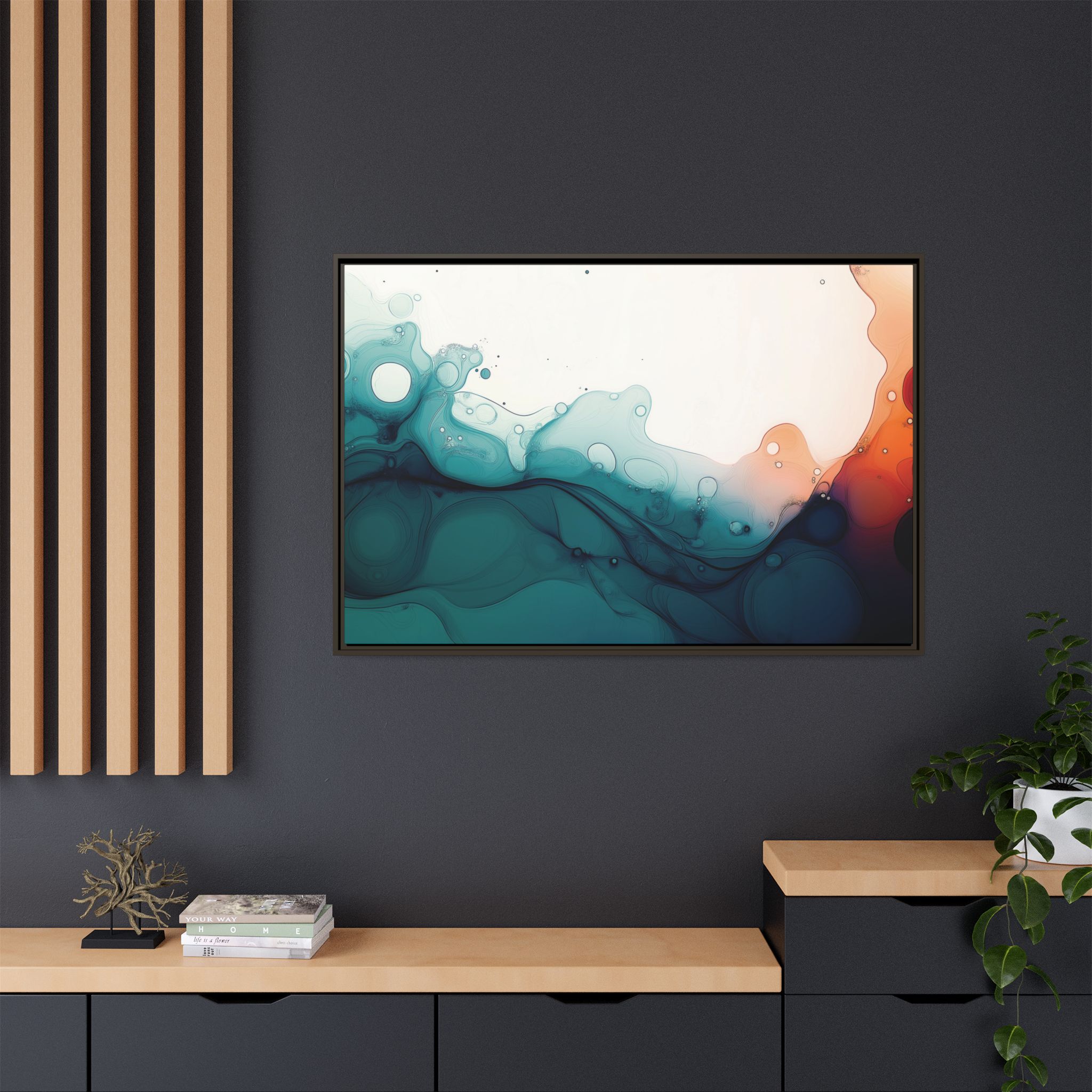 Water Wall - Framed Matt Canvas (Black, White, Brown,) - Image 20