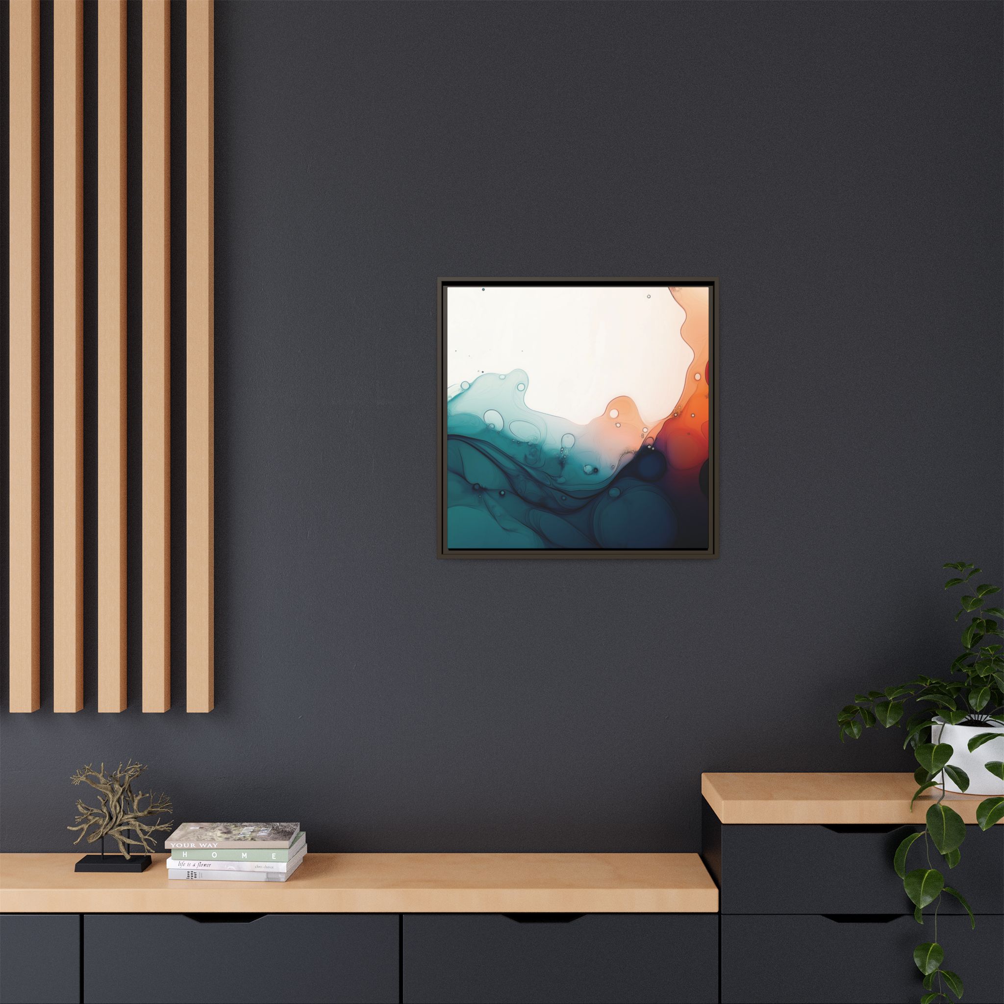 Water Wall - Framed Matt Canvas (Black, White, Brown,) - Image 48