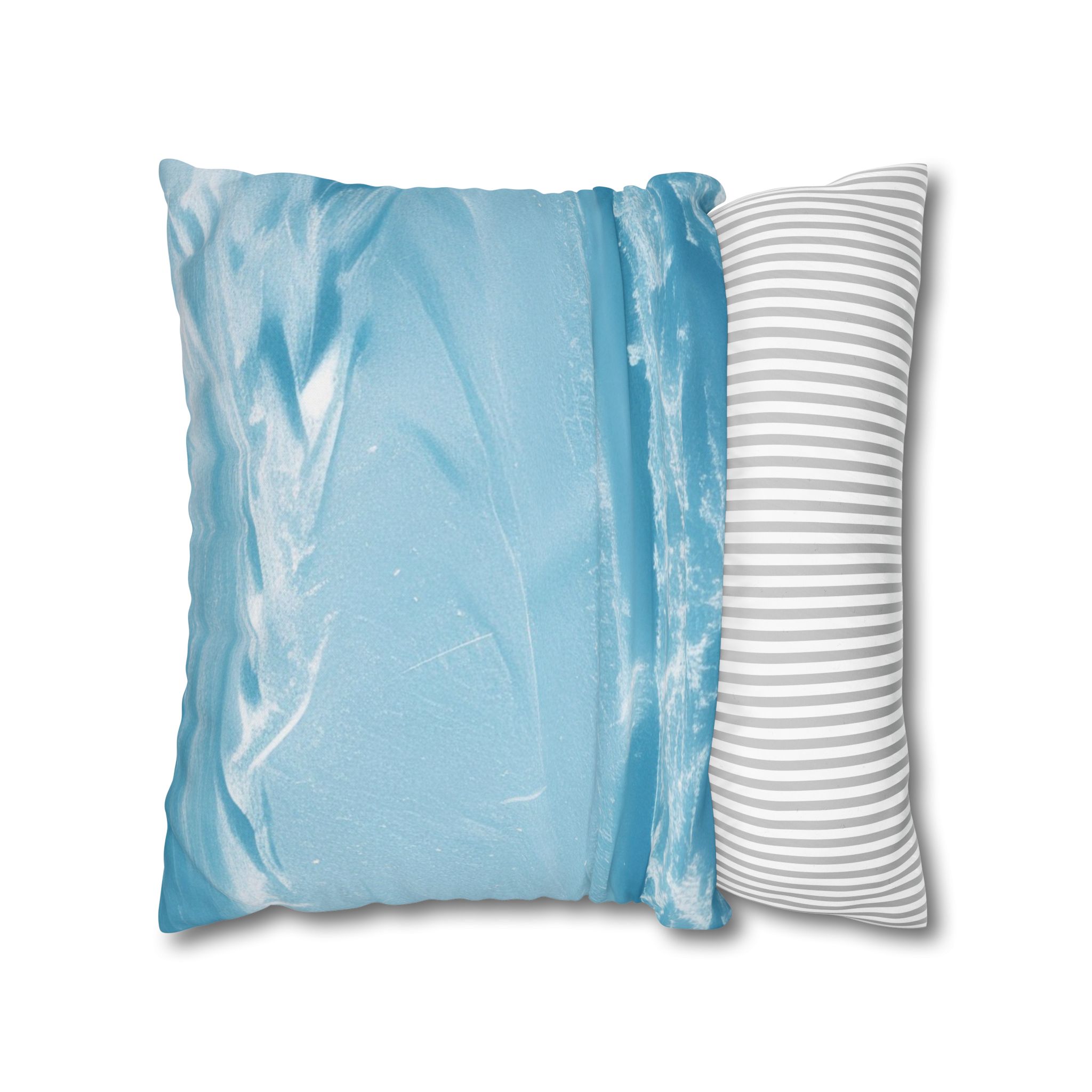 Snow Blue - Print Pillowcase - Decorative Square Poly Canvas Cushion for Home Decor - Image 6