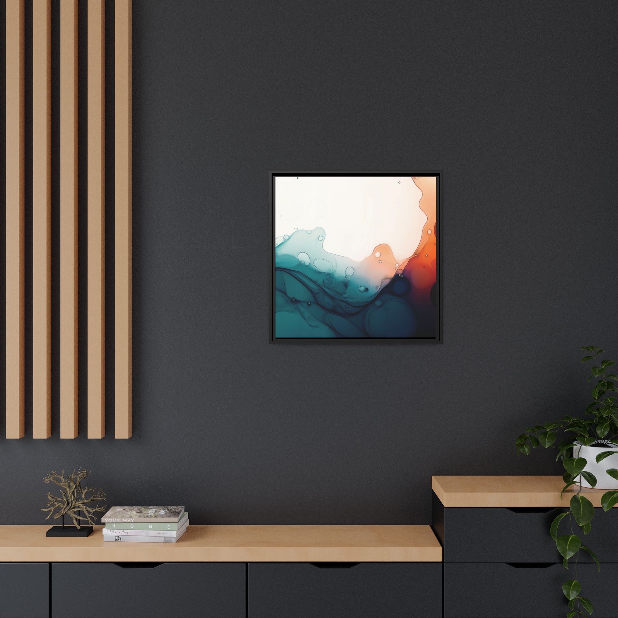 Water Wall - Framed Matt Canvas (Black, White, Brown,) - Image 32