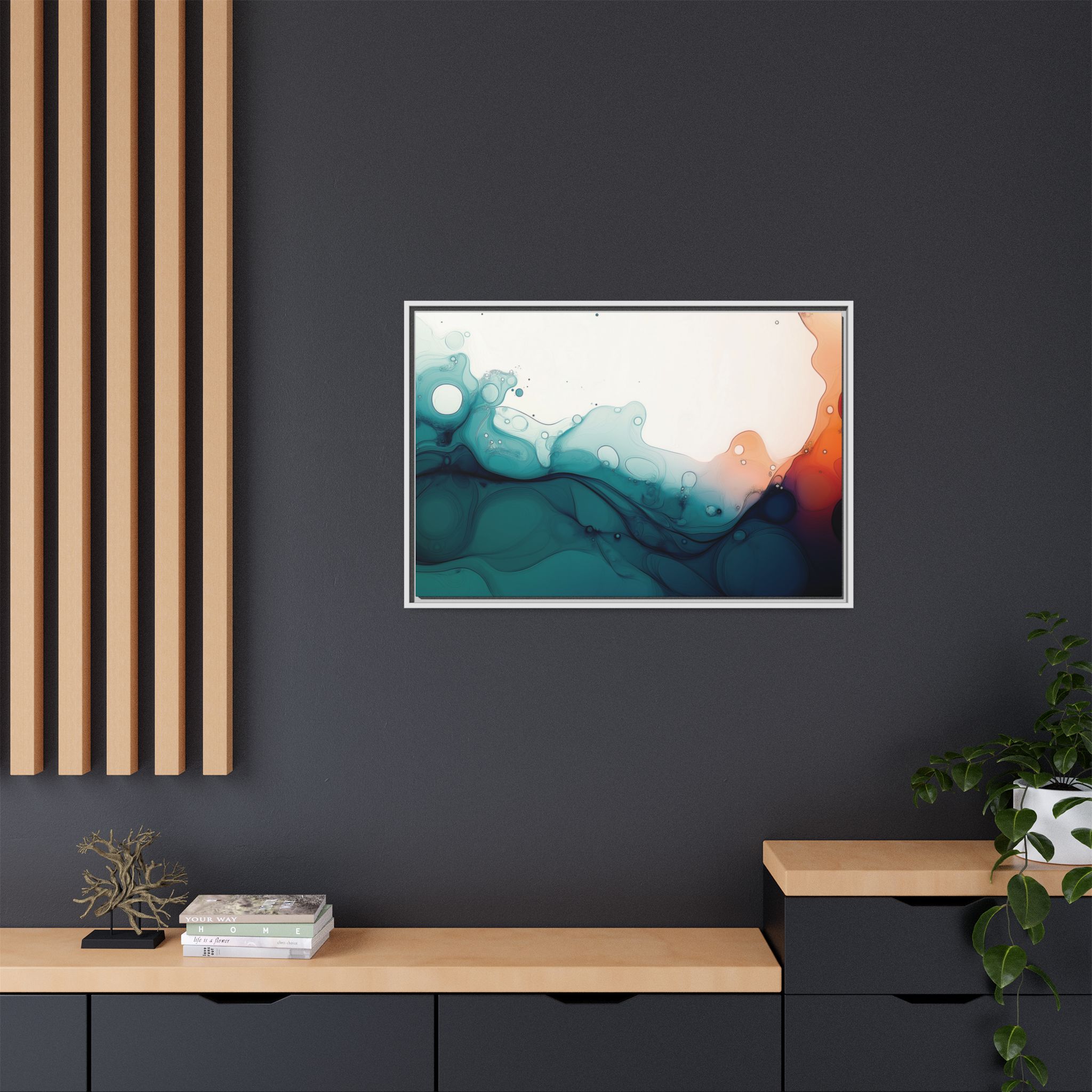 Water Wall - Framed Matt Canvas (Black, White, Brown,) - Image 4