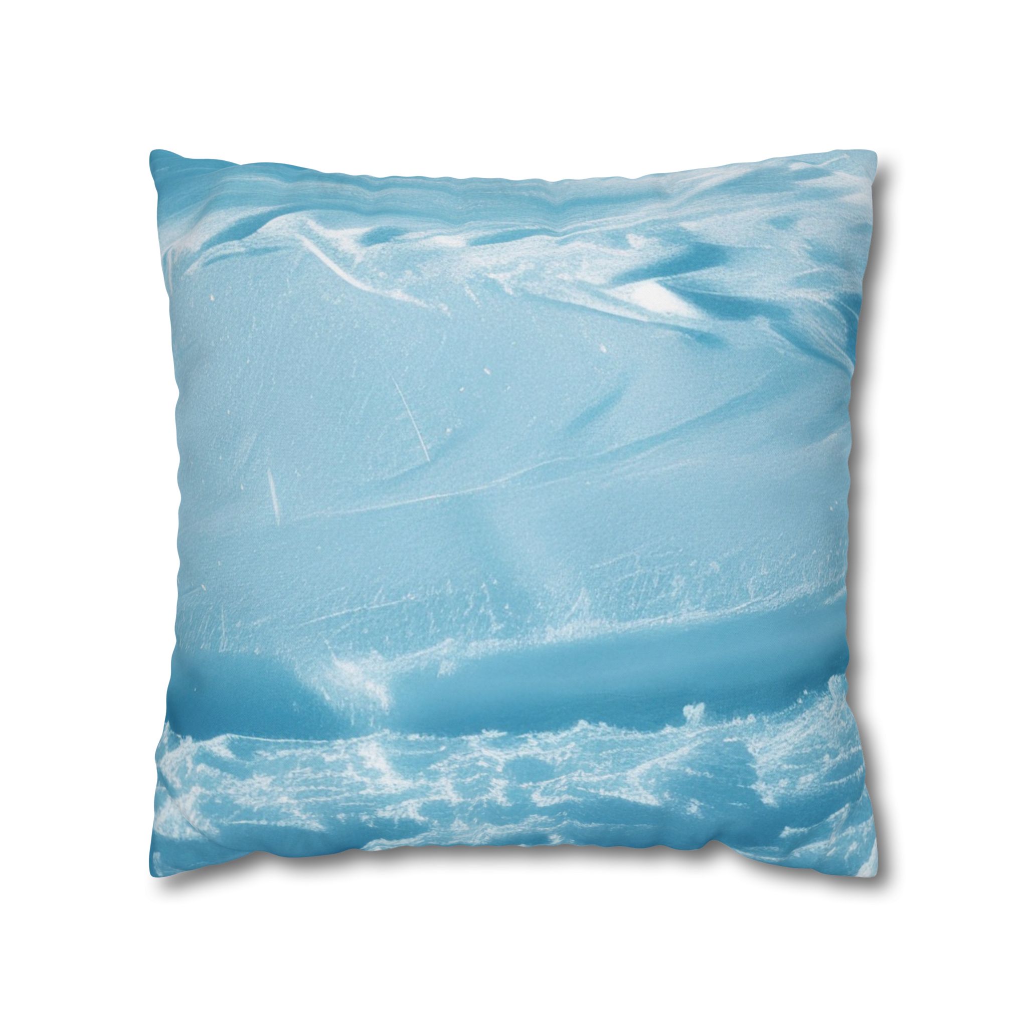 Snow Blue - Print Pillowcase - Decorative Square Poly Canvas Cushion for Home Decor - Image 5