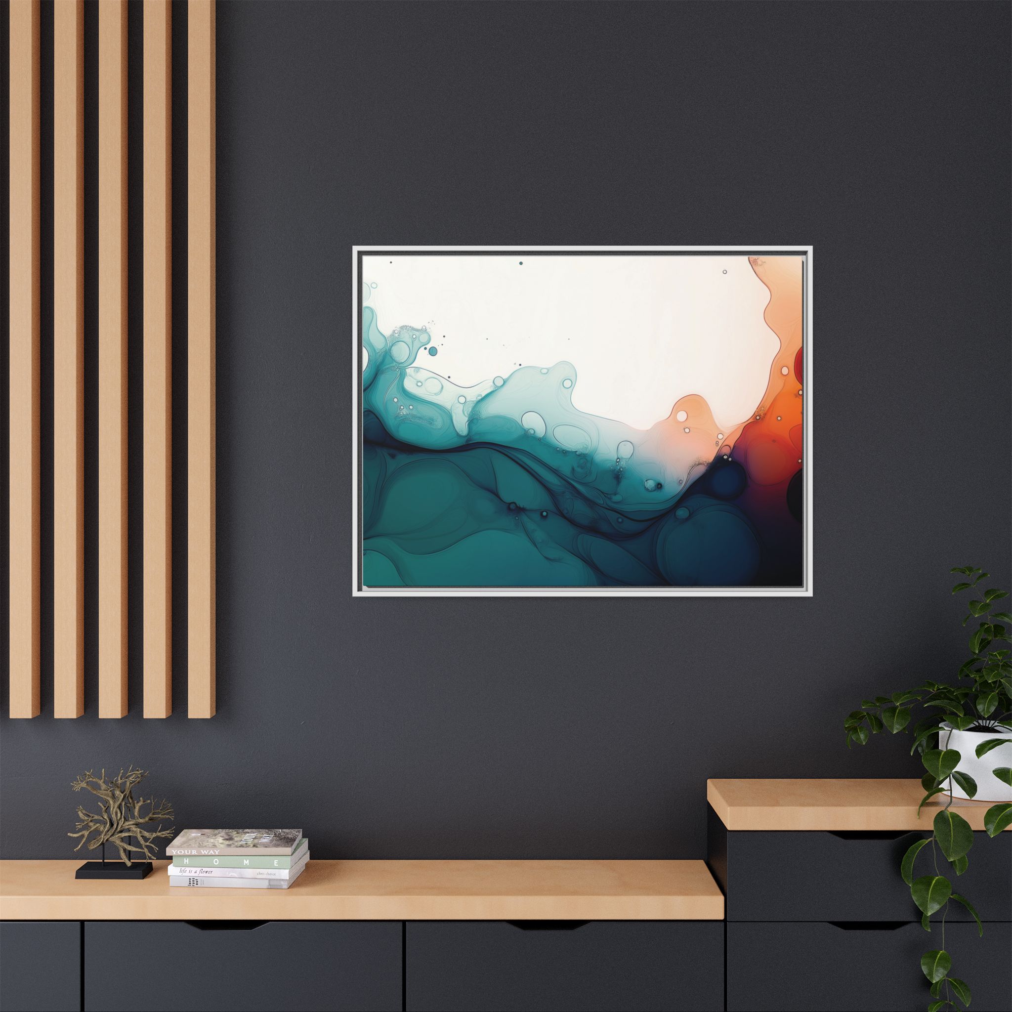 Water Wall - Framed Matt Canvas (Black, White, Brown,) - Image 44