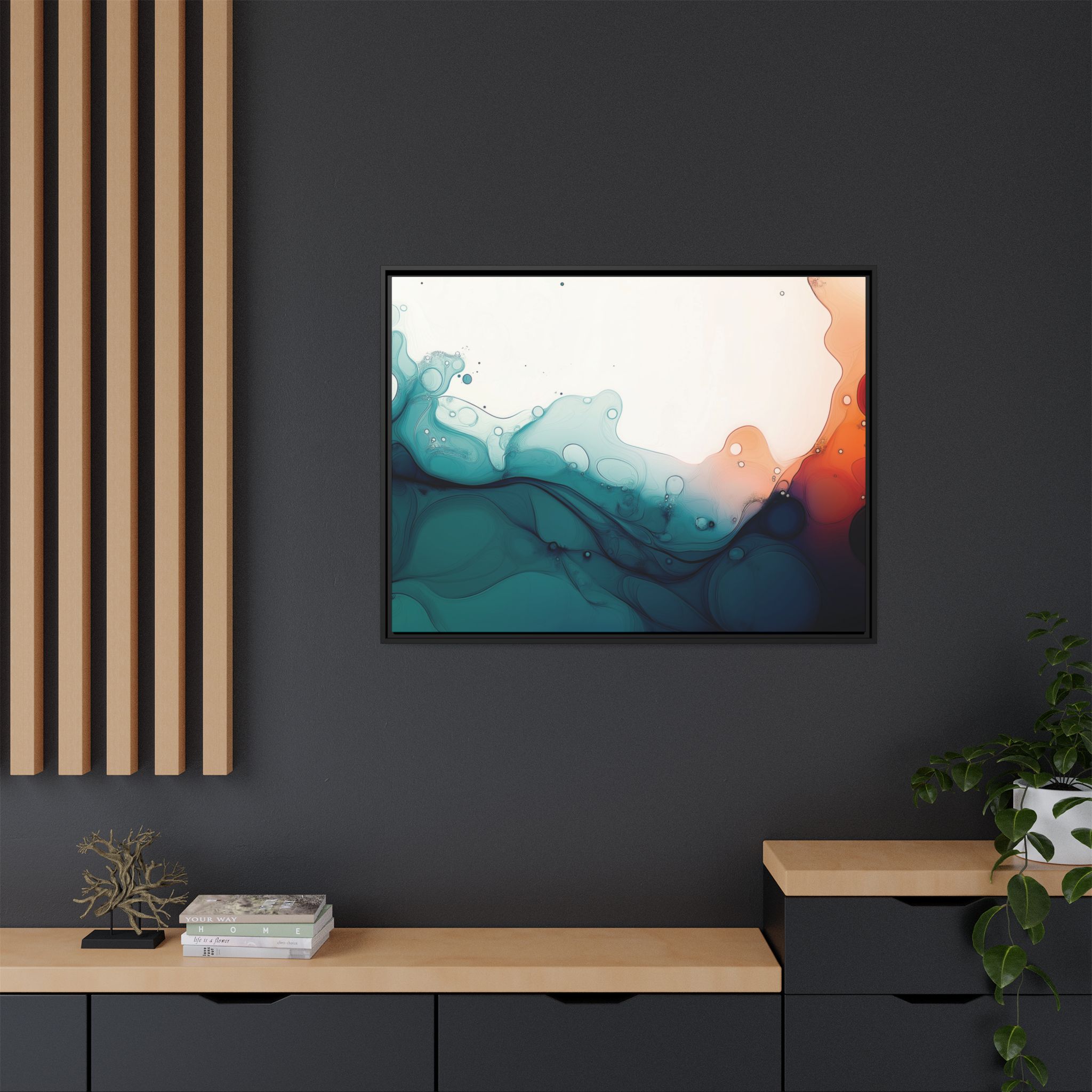 Water Wall - Framed Matt Canvas (Black, White, Brown,) - Image 28