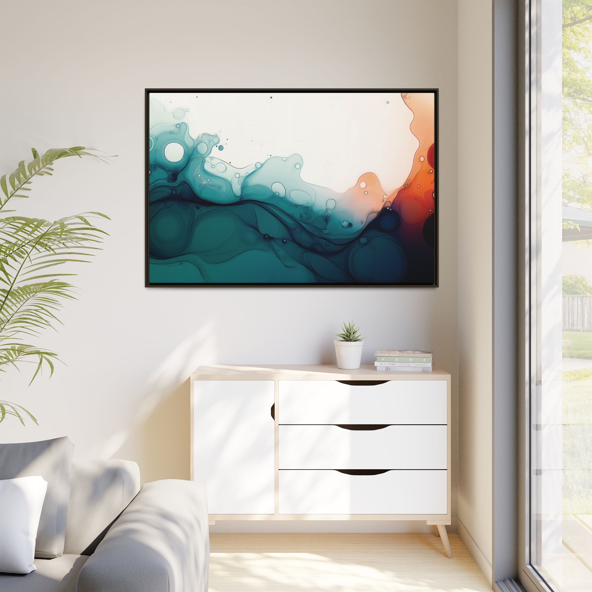 Water Wall - Framed Matt Canvas (Black, White, Brown,) - Image 123