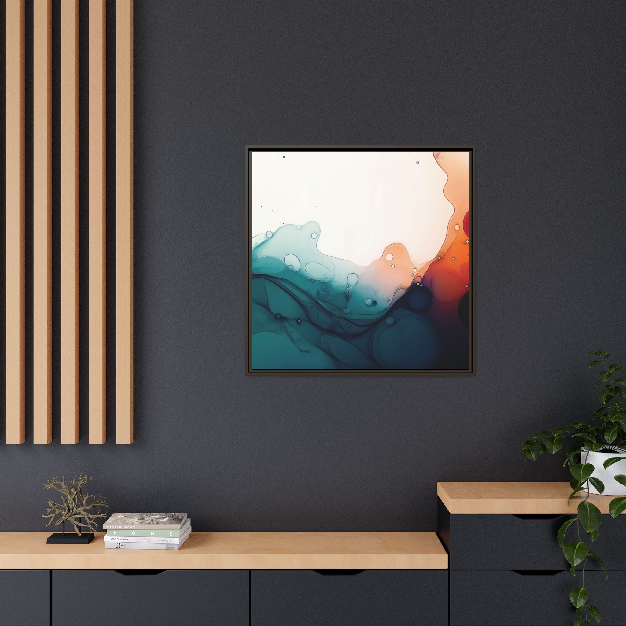 Water Wall - Framed Matt Canvas (Black, White, Brown,) - Image 56