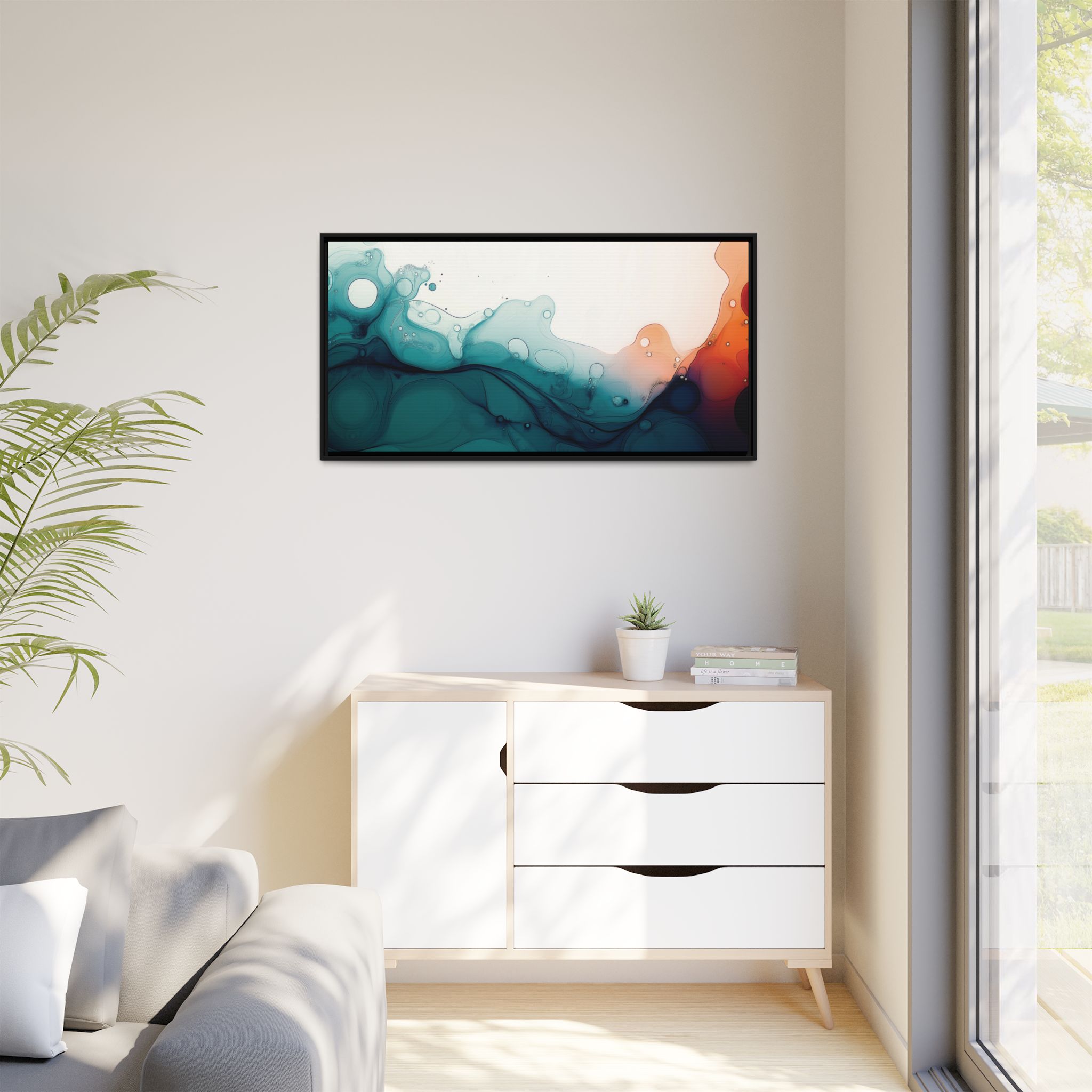 Water Wall - Framed Matt Canvas (Black, White, Brown,) - Image 63