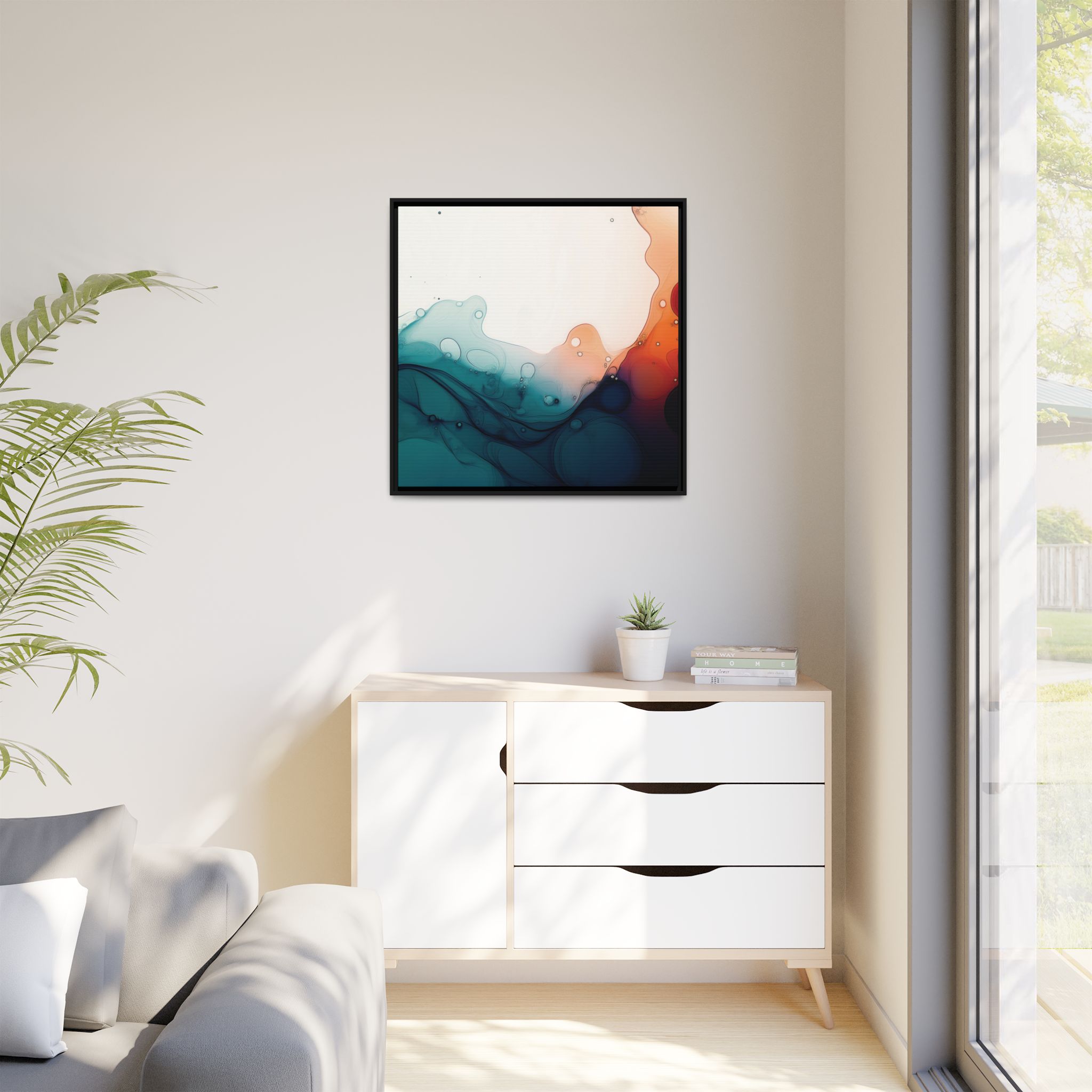 Water Wall - Framed Matt Canvas (Black, White, Brown,) - Image 35