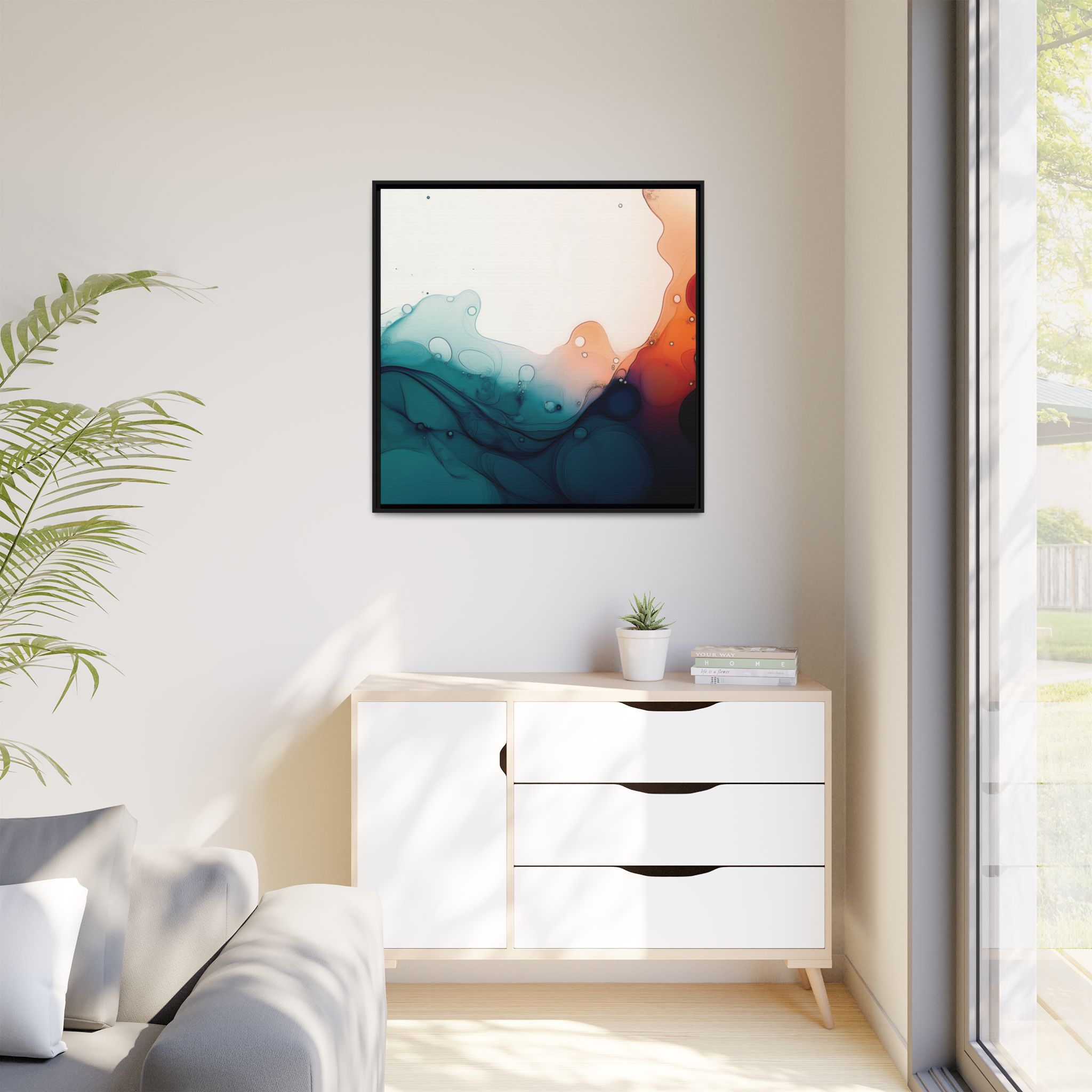 Water Wall - Framed Matt Canvas (Black, White, Brown,) - Image 107