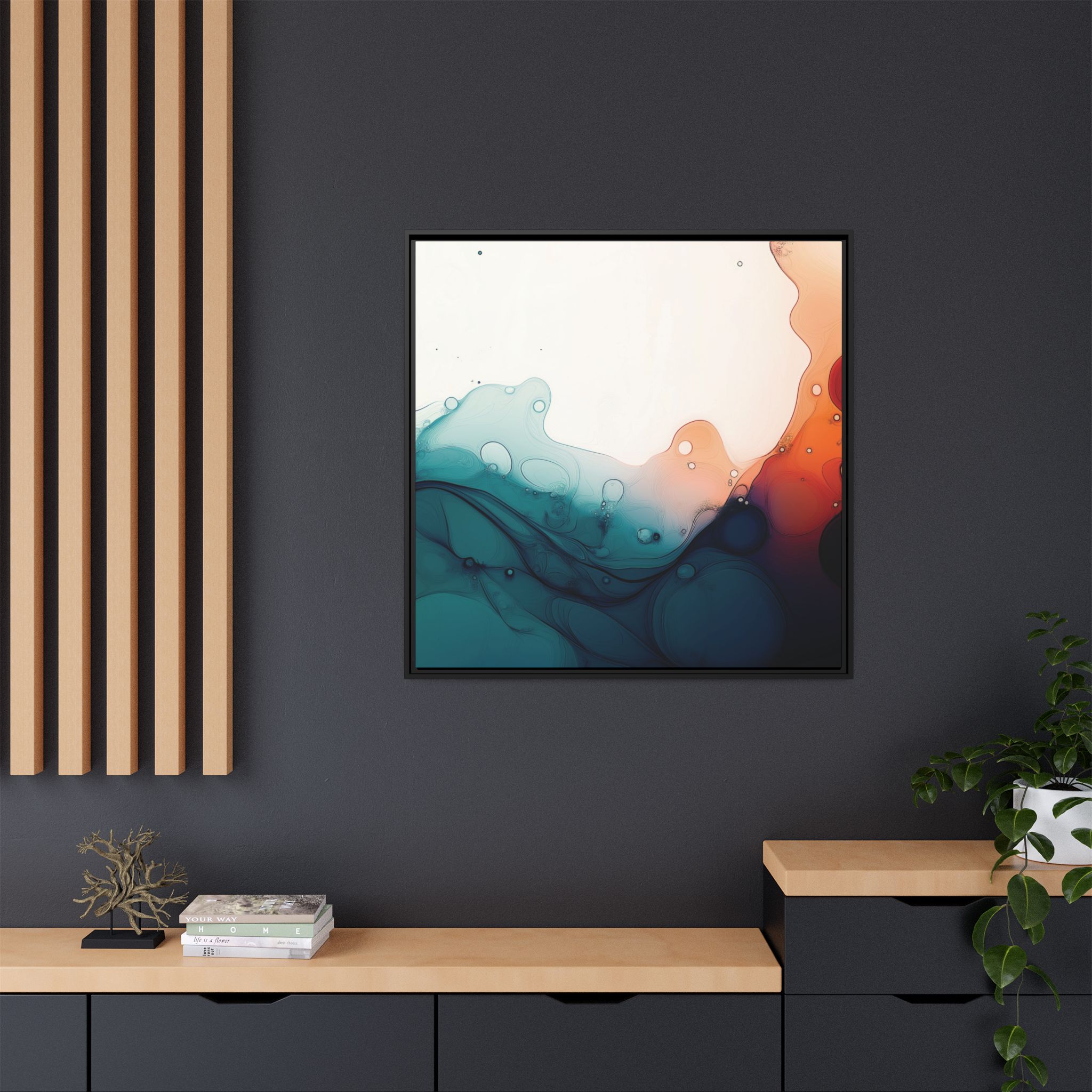 Water Wall - Framed Matt Canvas (Black, White, Brown,) - Image 108