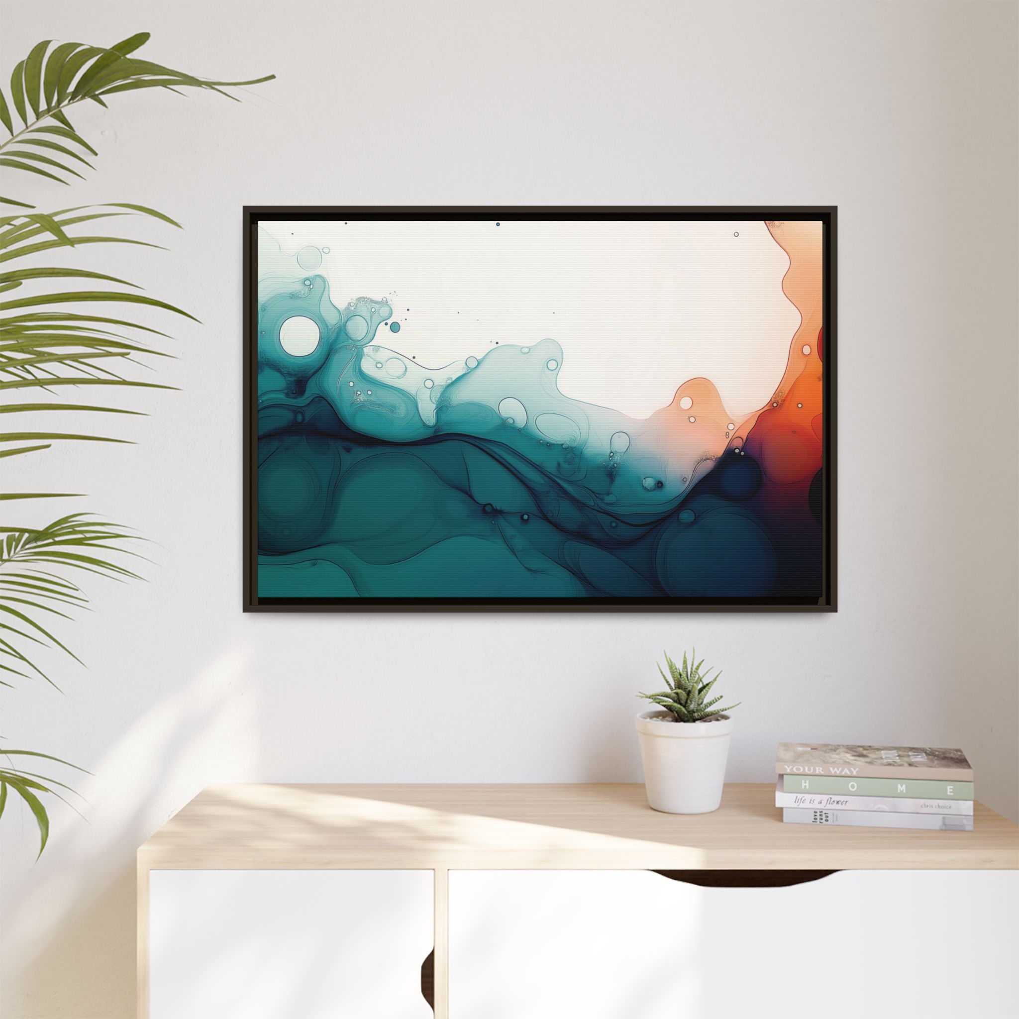 Water Wall - Framed Matt Canvas (Black, White, Brown,) - Image 15