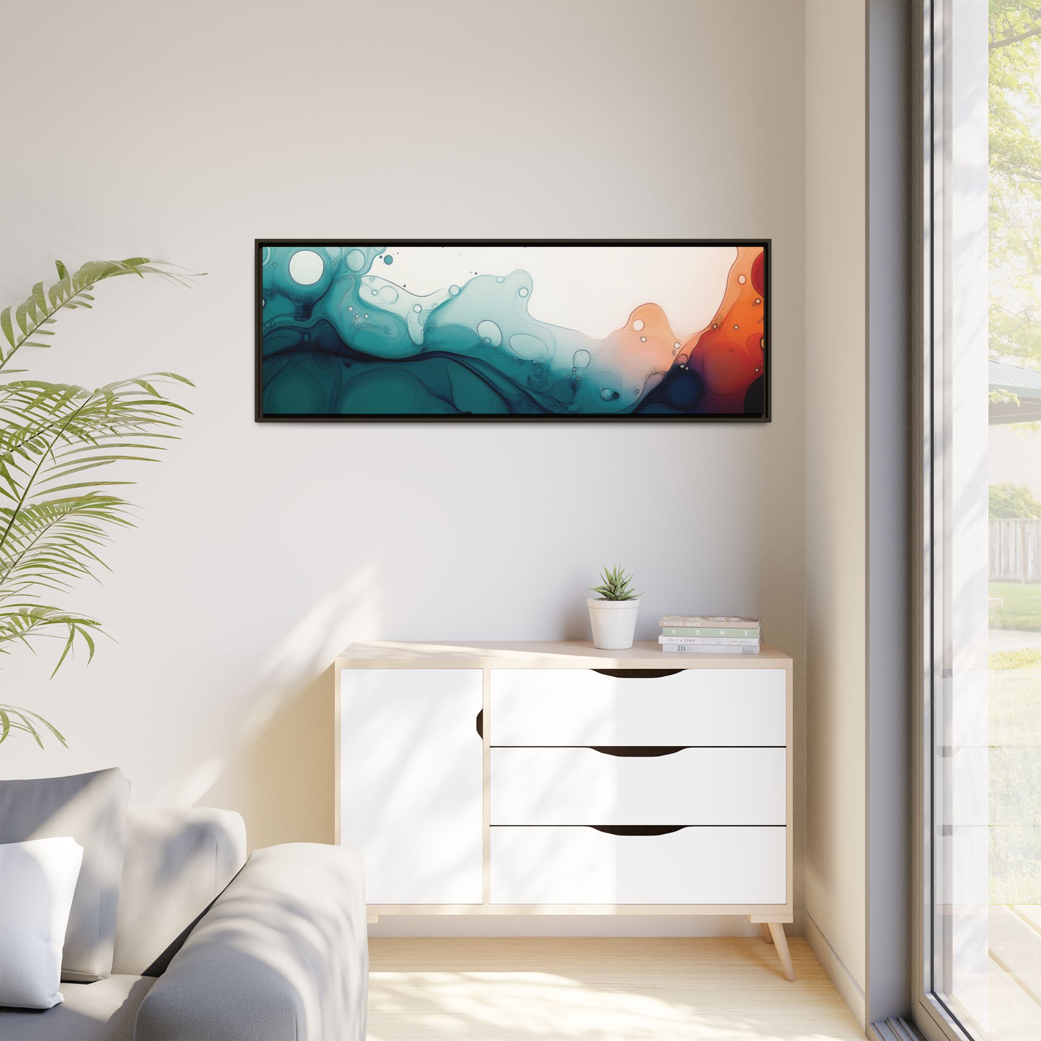 Water Wall - Framed Matt Canvas (Black, White, Brown,) - Image 75