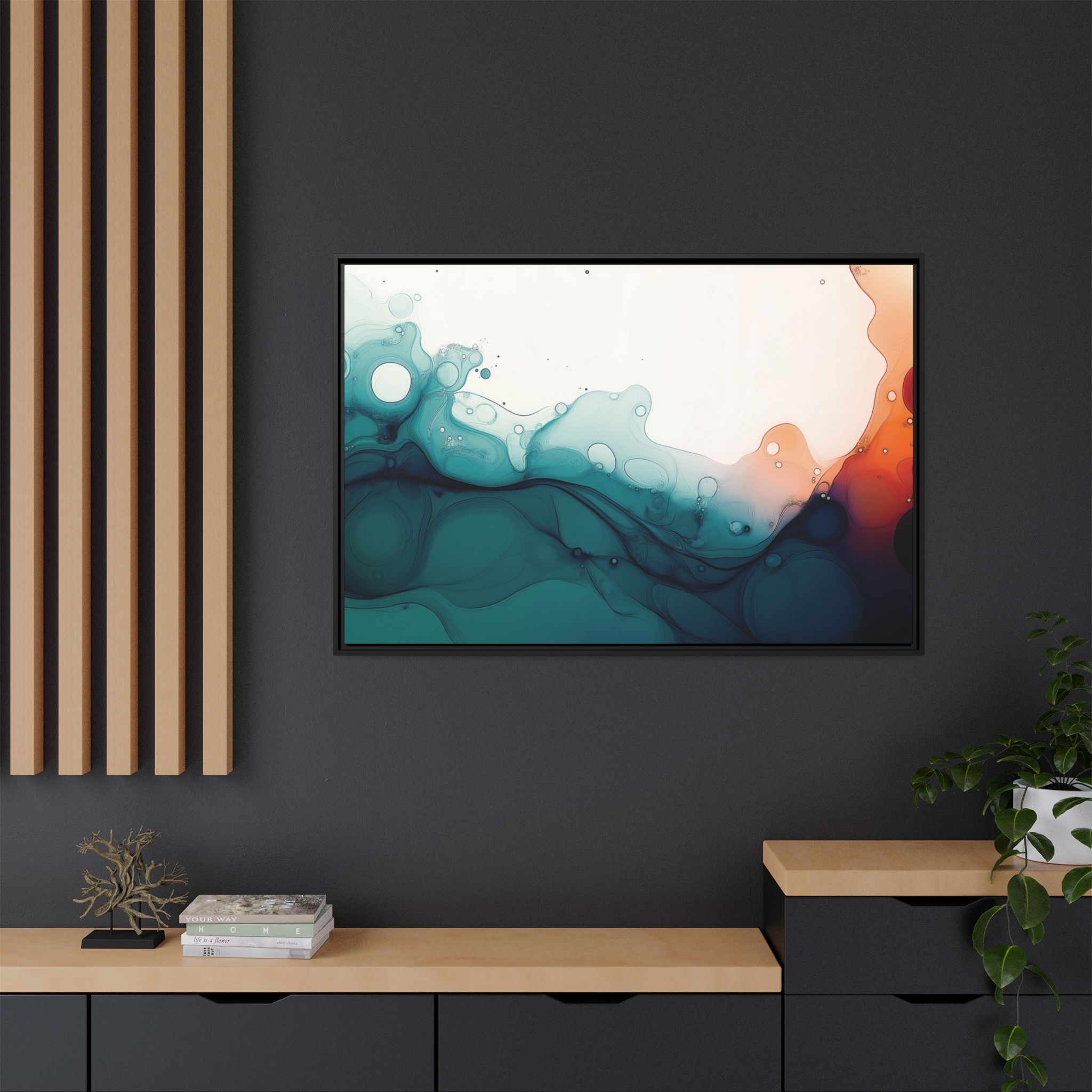 Water Wall - Framed Matt Canvas (Black, White, Brown,) - Image 12