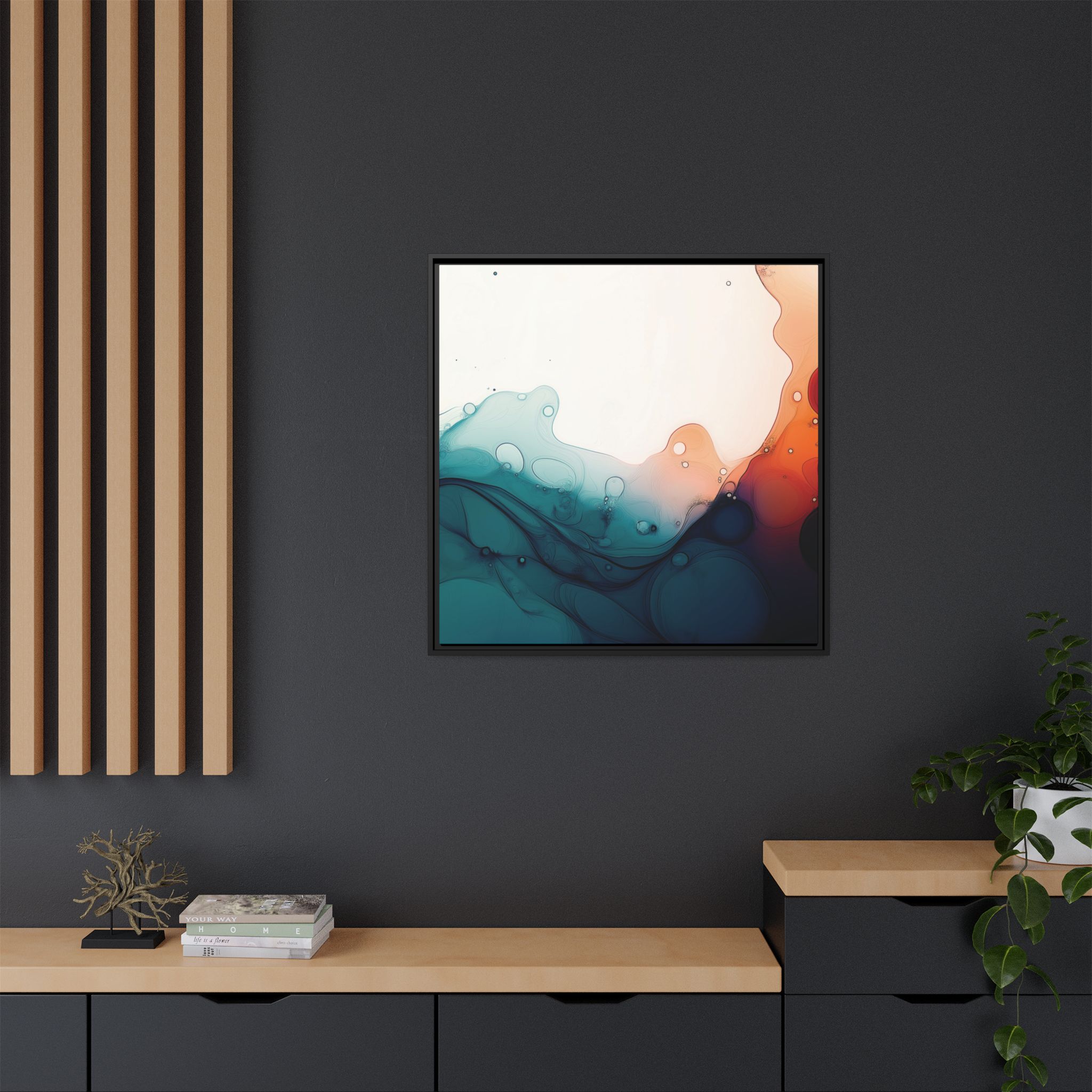 Water Wall - Framed Matt Canvas (Black, White, Brown,) - Image 36