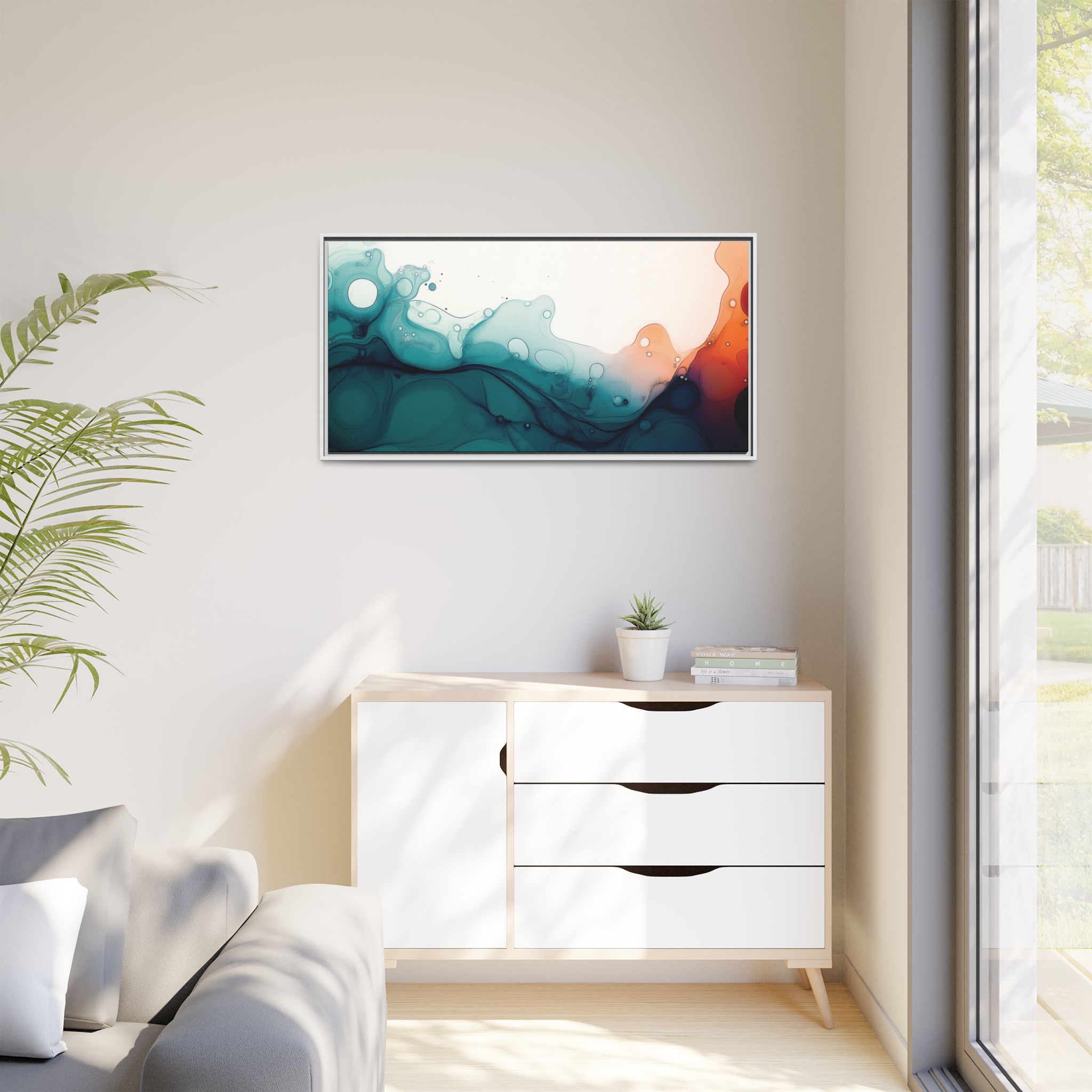 Water Wall - Framed Matt Canvas (Black, White, Brown,) - Image 71