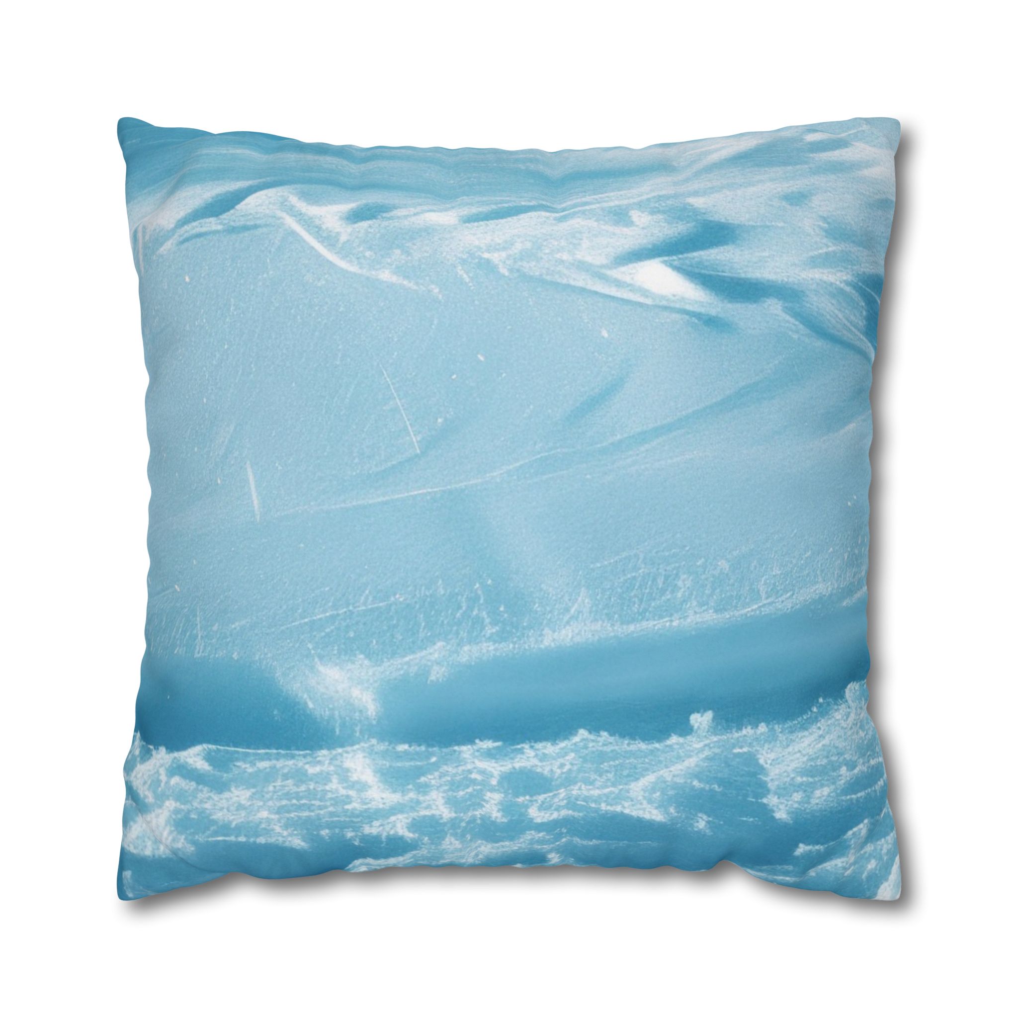 Snow Blue - Print Pillowcase - Decorative Square Poly Canvas Cushion for Home Decor