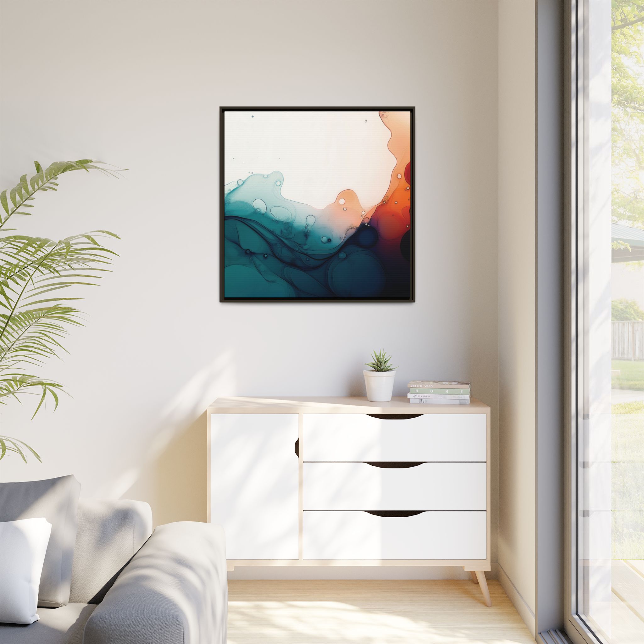 Water Wall - Framed Matt Canvas (Black, White, Brown,) - Image 111