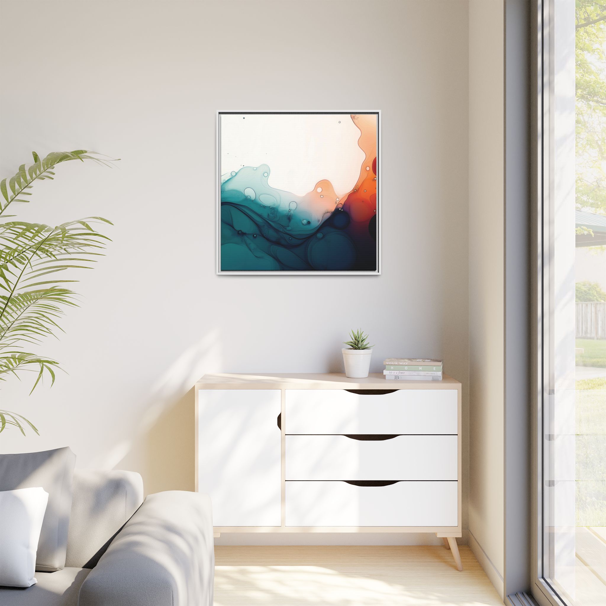 Water Wall - Framed Matt Canvas (Black, White, Brown,) - Image 59