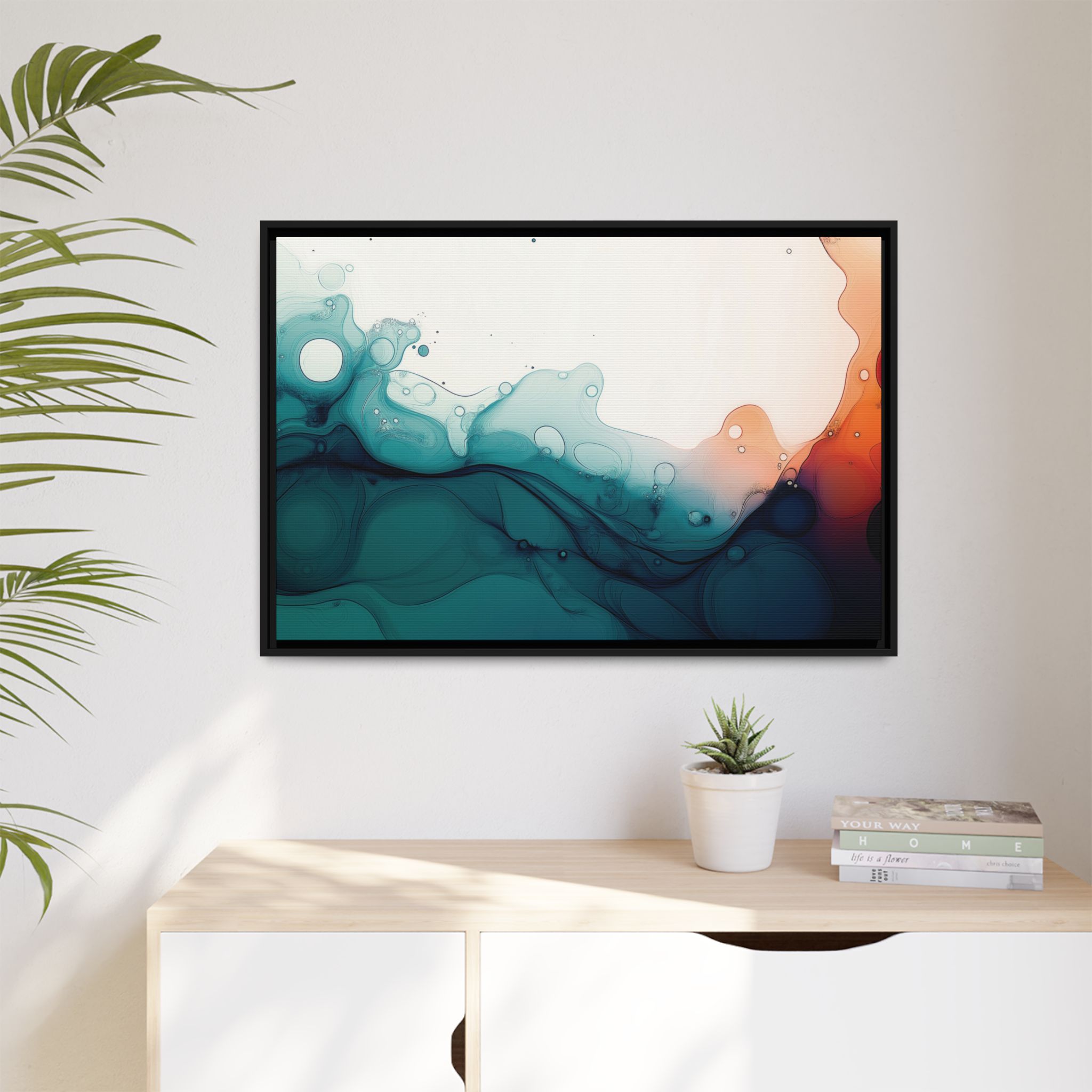 Water Wall - Framed Matt Canvas (Black, White, Brown,) - Image 7