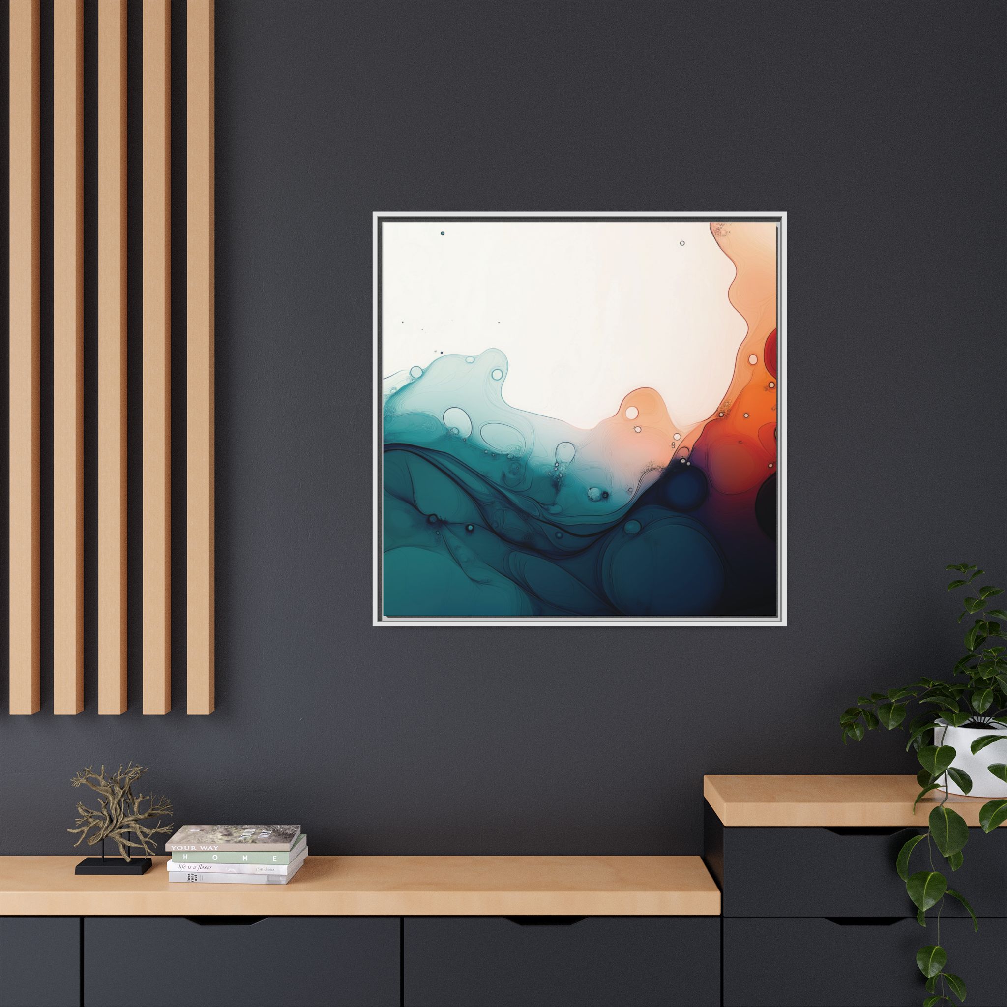 Water Wall - Framed Matt Canvas (Black, White, Brown,) - Image 116