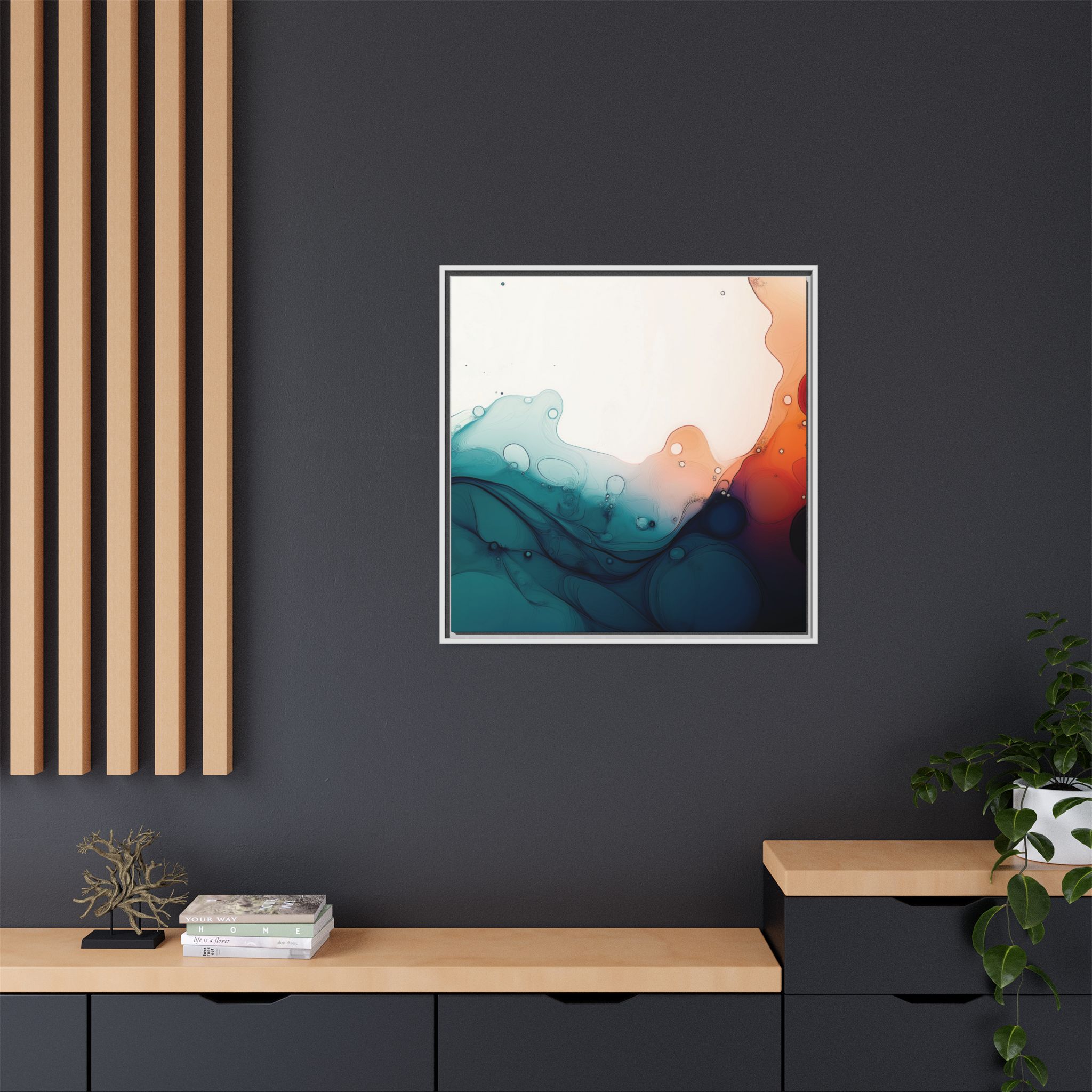 Water Wall - Framed Matt Canvas (Black, White, Brown,) - Image 104