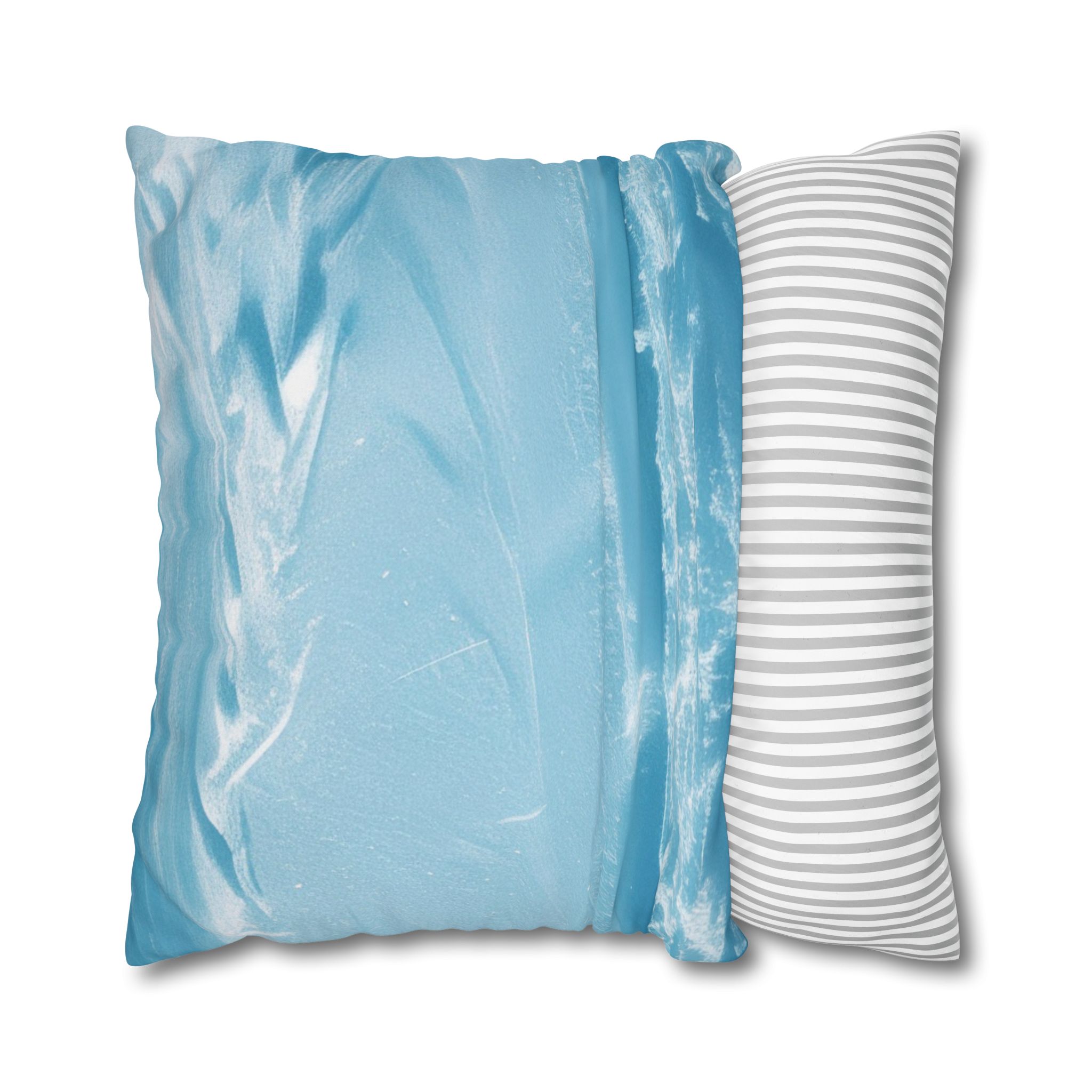 Snow Blue - Print Pillowcase - Decorative Square Poly Canvas Cushion for Home Decor - Image 2