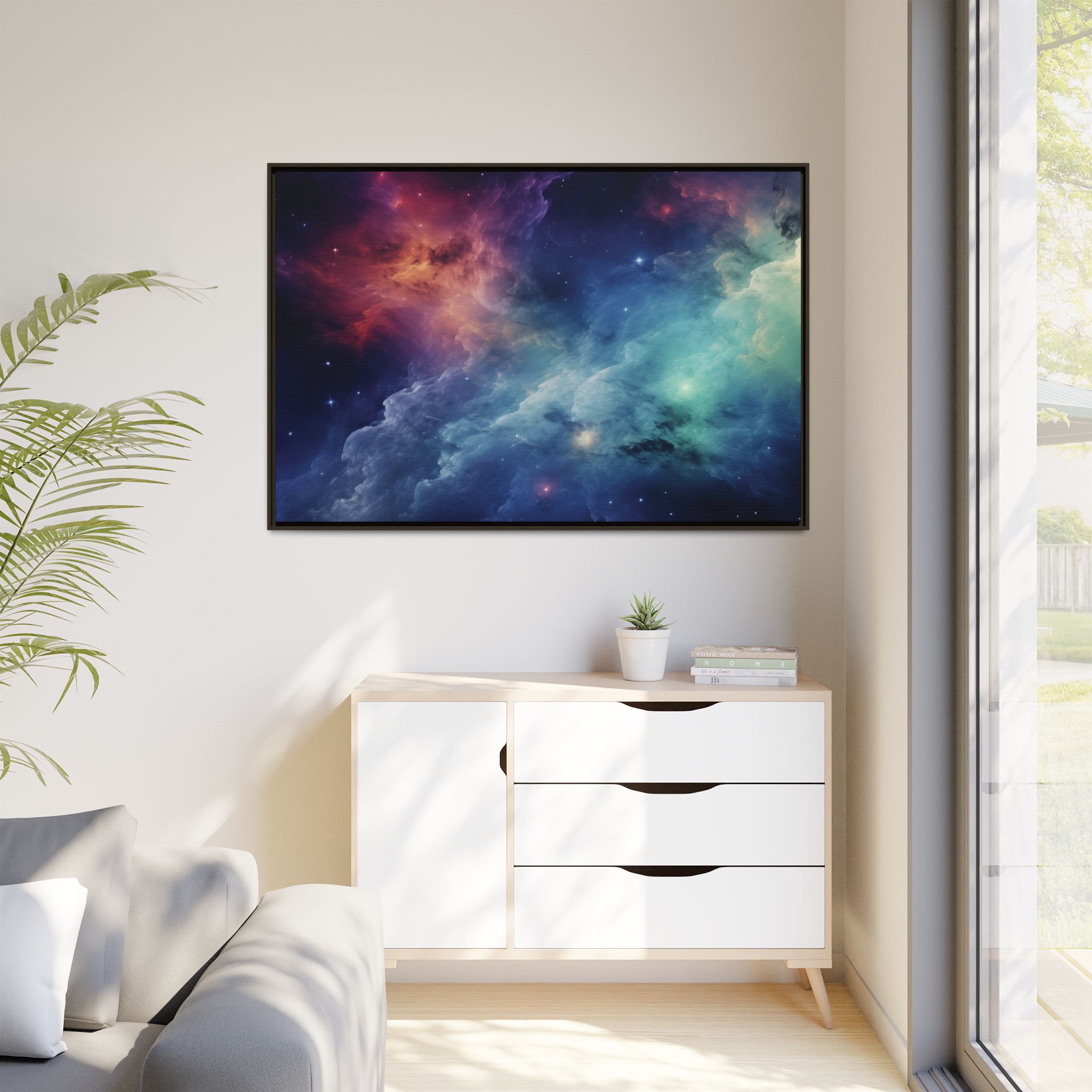 Nebula Cloud - Framed Matt Canvas (Black, White, Brown,) - Image 123