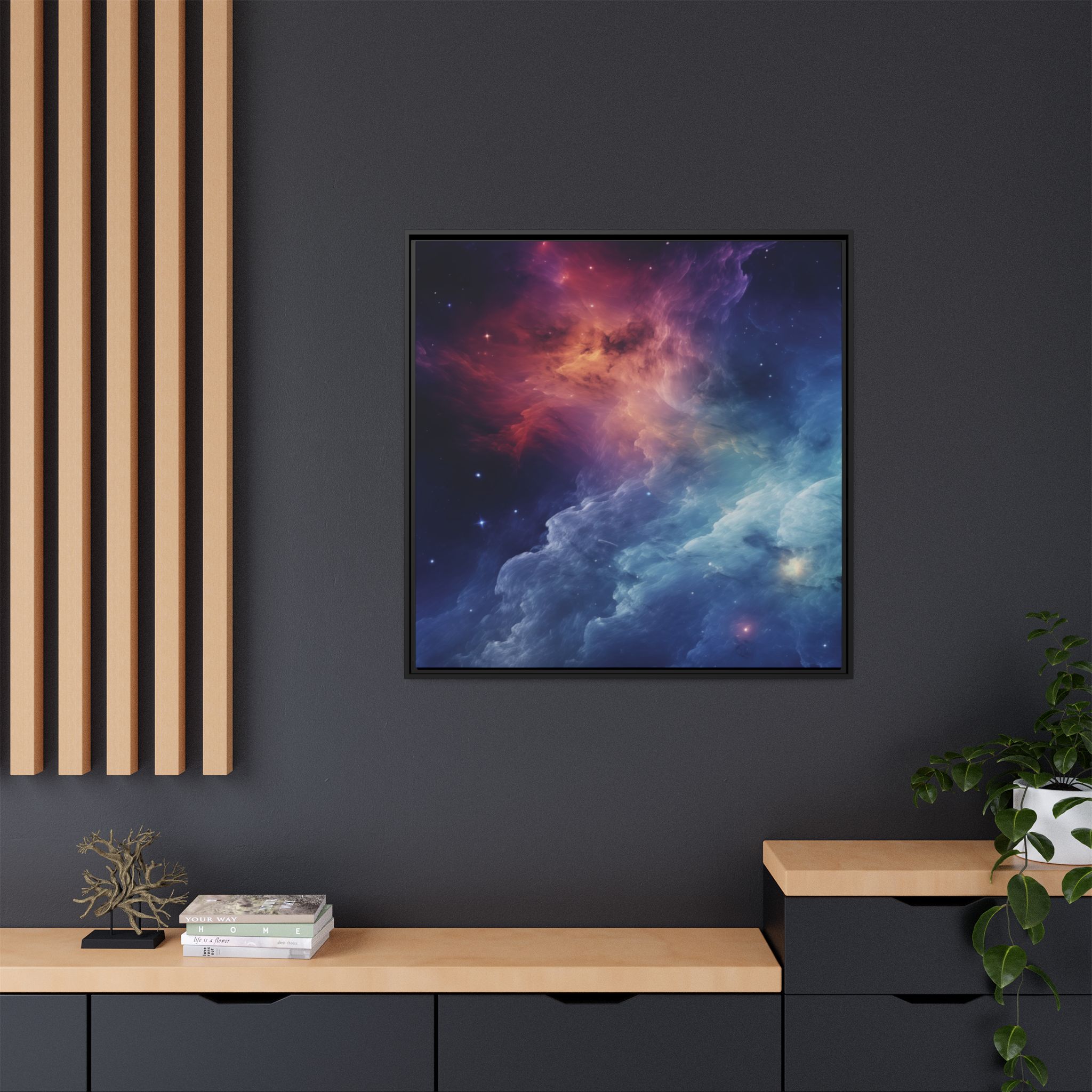 Nebula Cloud - Framed Matt Canvas (Black, White, Brown,) - Image 108