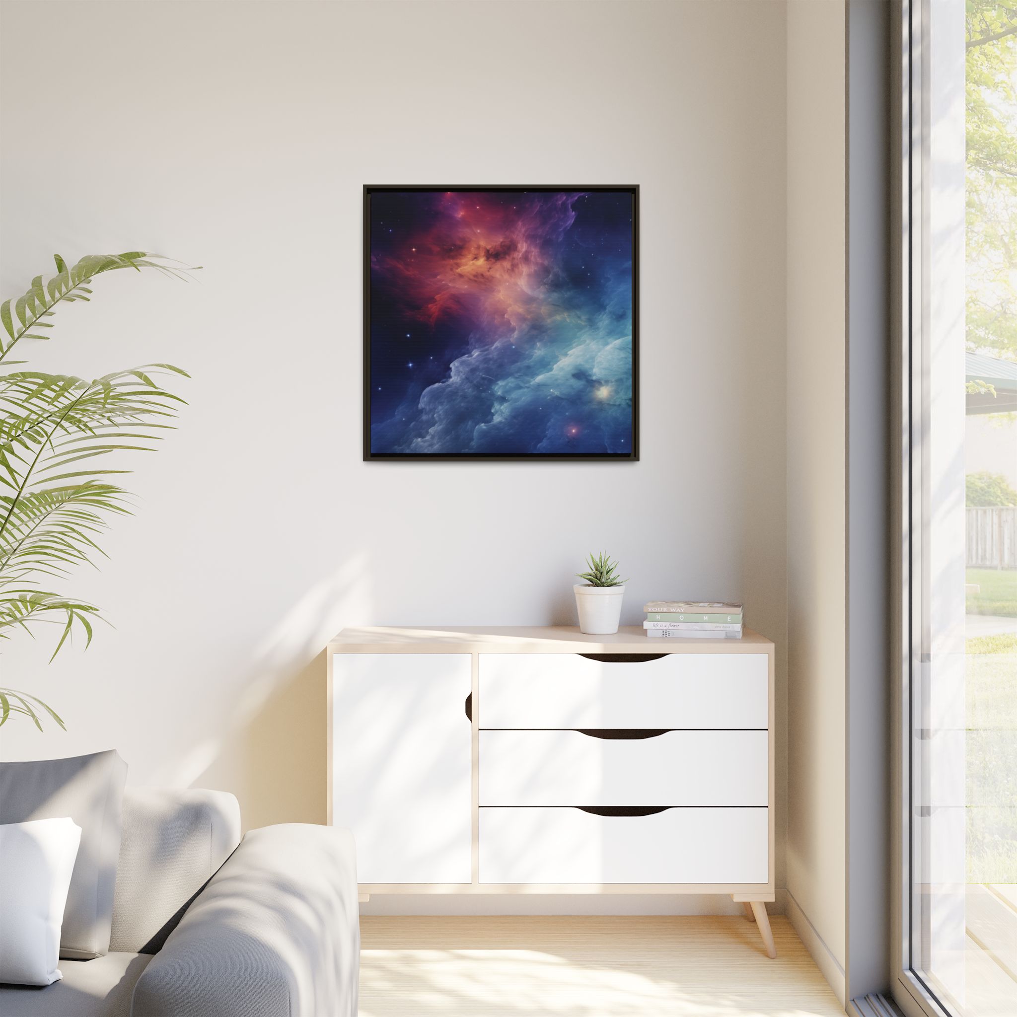 Nebula Cloud - Framed Matt Canvas (Black, White, Brown,) - Image 55