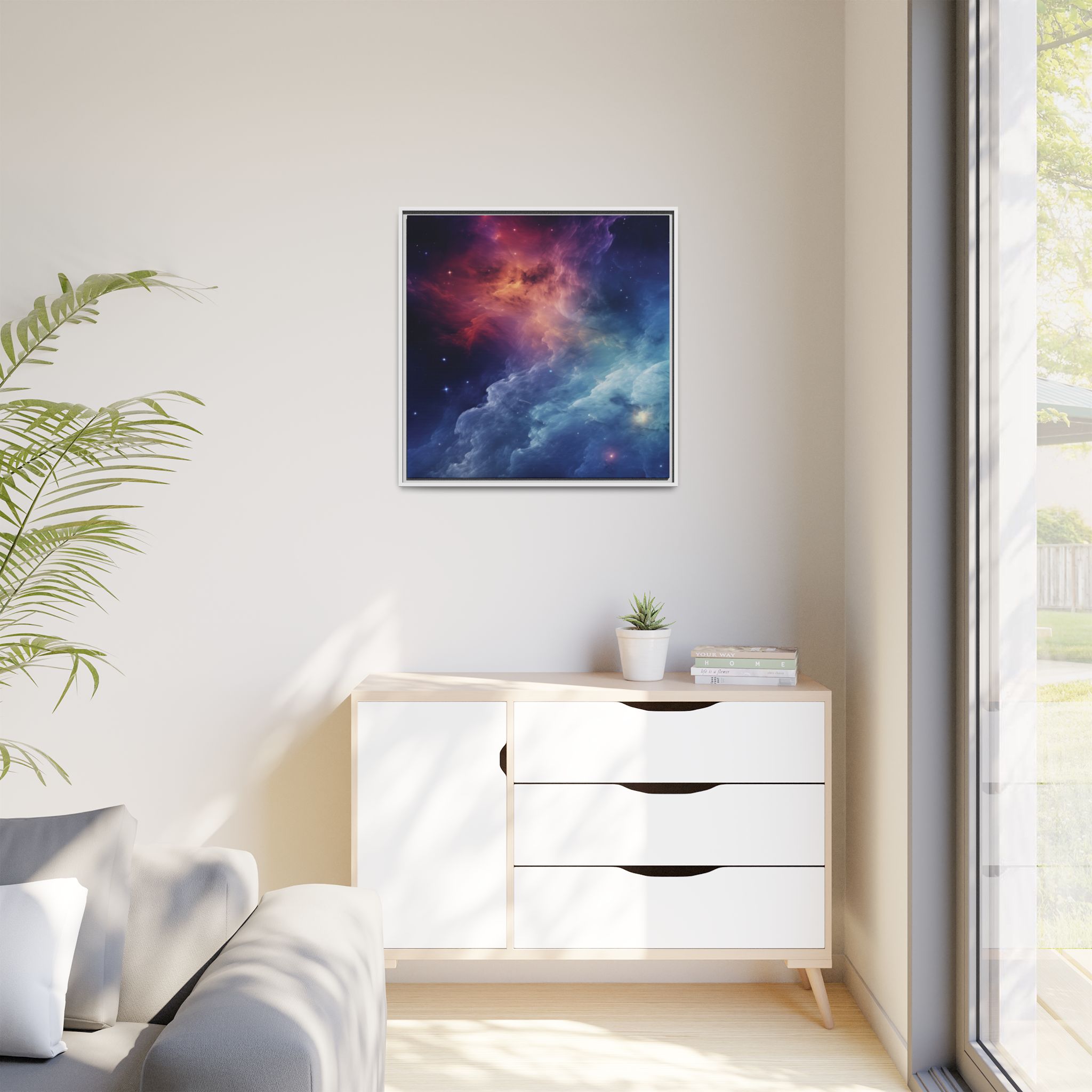 Nebula Cloud - Framed Matt Canvas (Black, White, Brown,) - Image 103