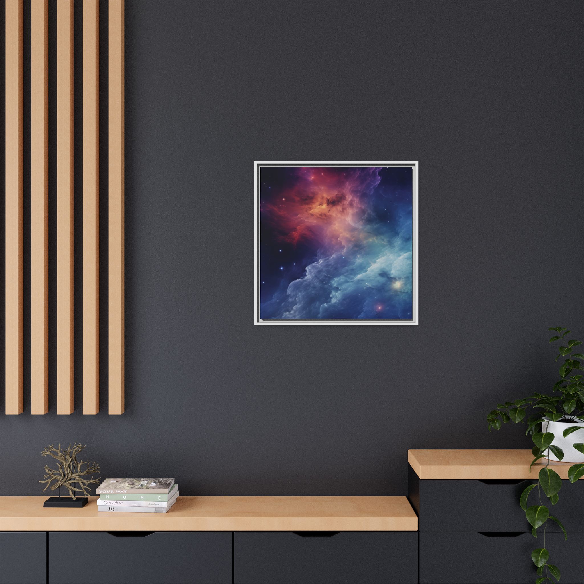 Nebula Cloud - Framed Matt Canvas (Black, White, Brown,) - Image 52