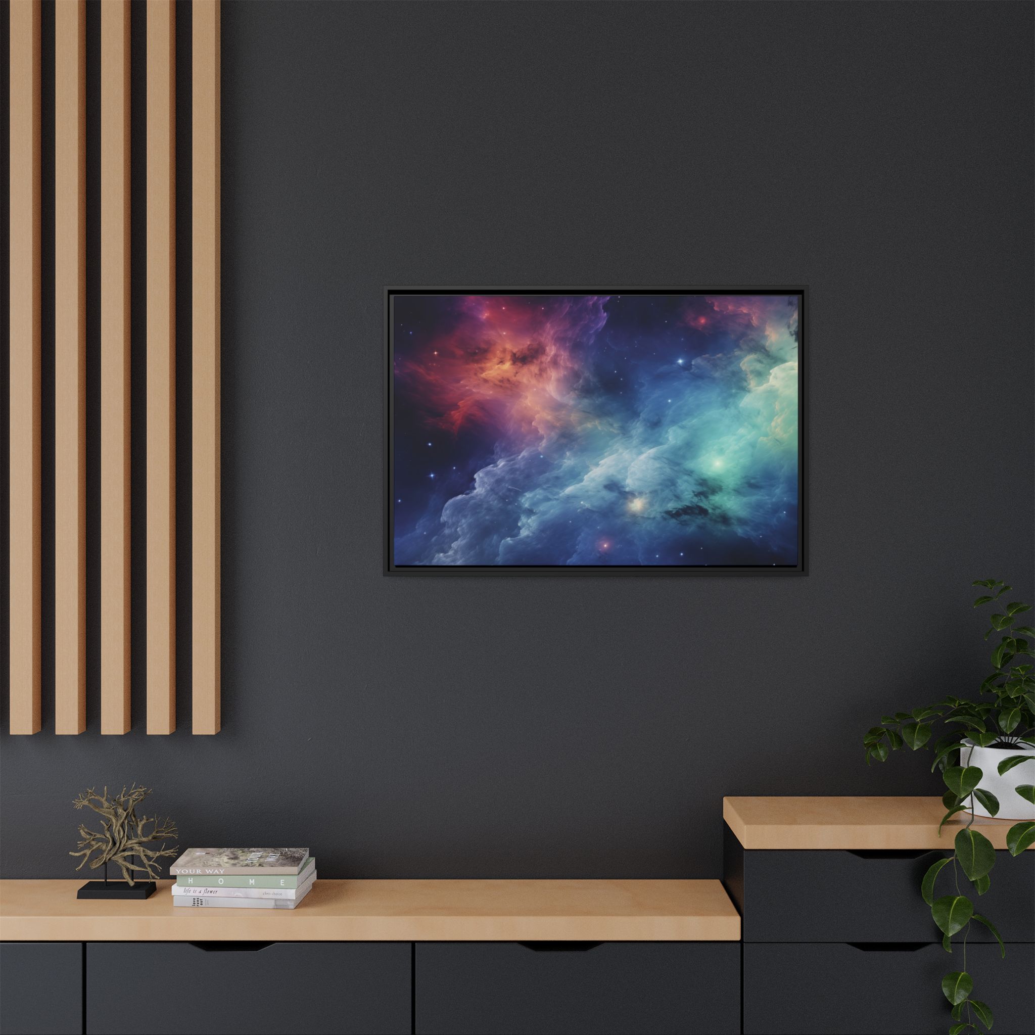 Nebula Cloud - Framed Matt Canvas (Black, White, Brown,) - Image 4