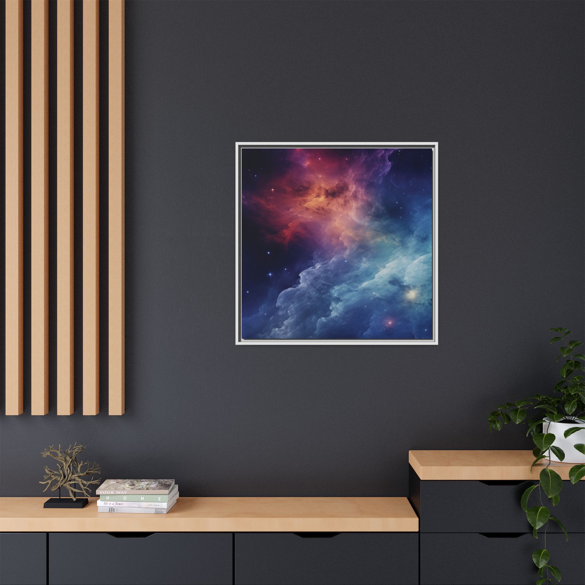 Nebula Cloud - Framed Matt Canvas (Black, White, Brown,) - Image 104