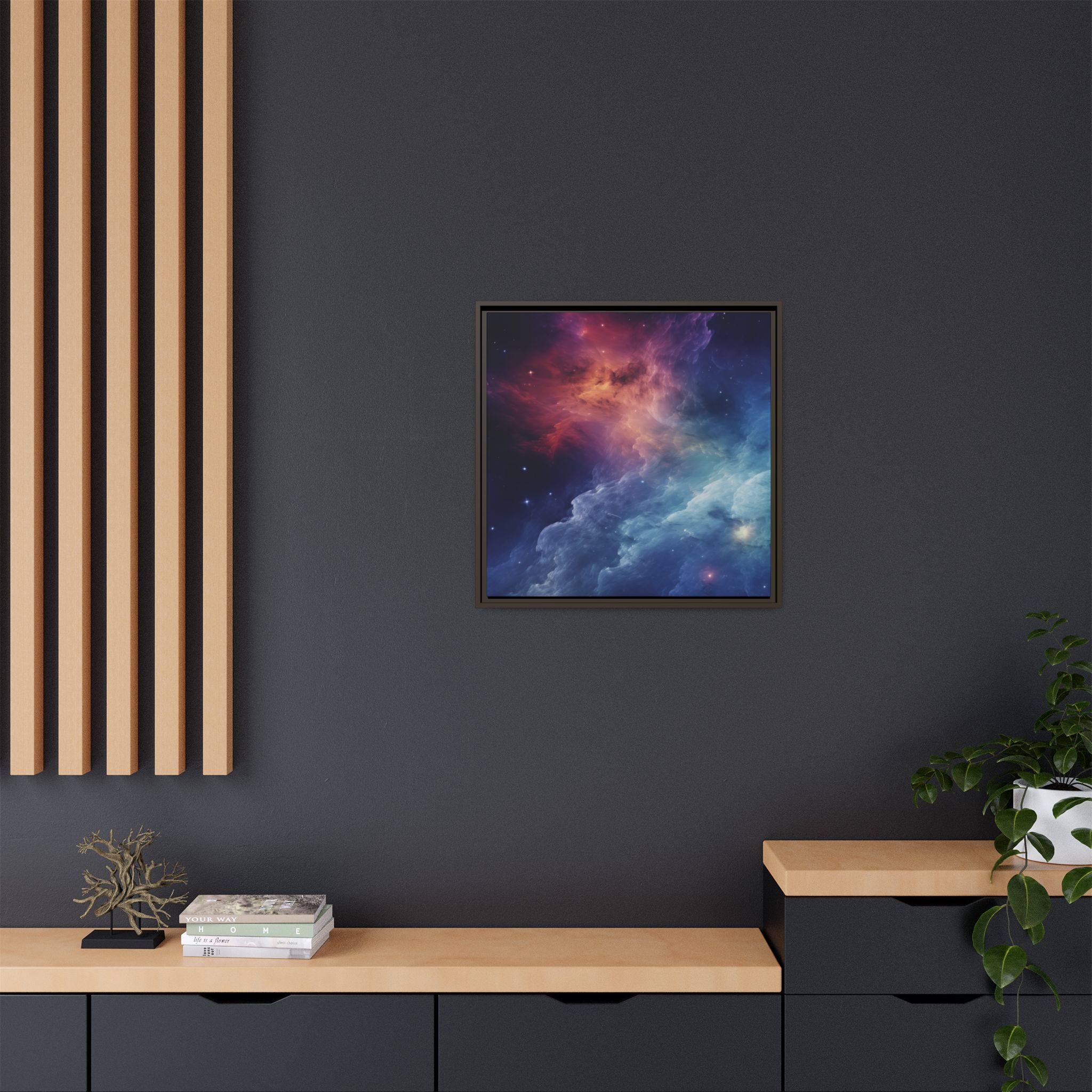 Nebula Cloud - Framed Matt Canvas (Black, White, Brown,) - Image 48