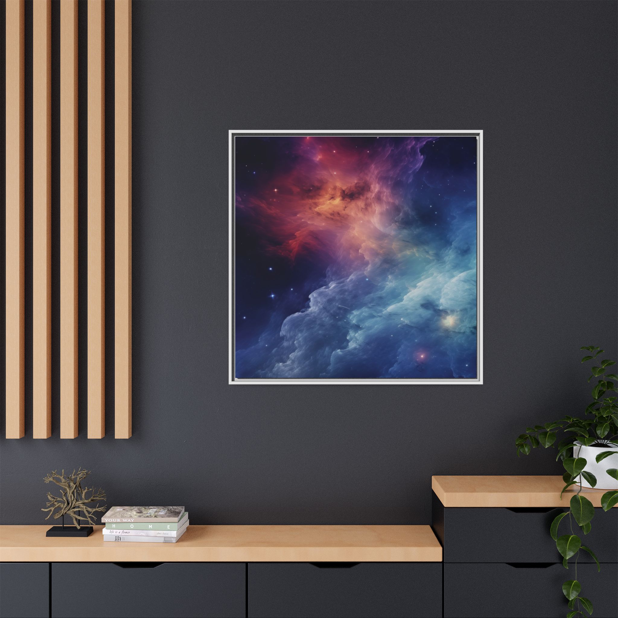 Nebula Cloud - Framed Matt Canvas (Black, White, Brown,) - Image 116