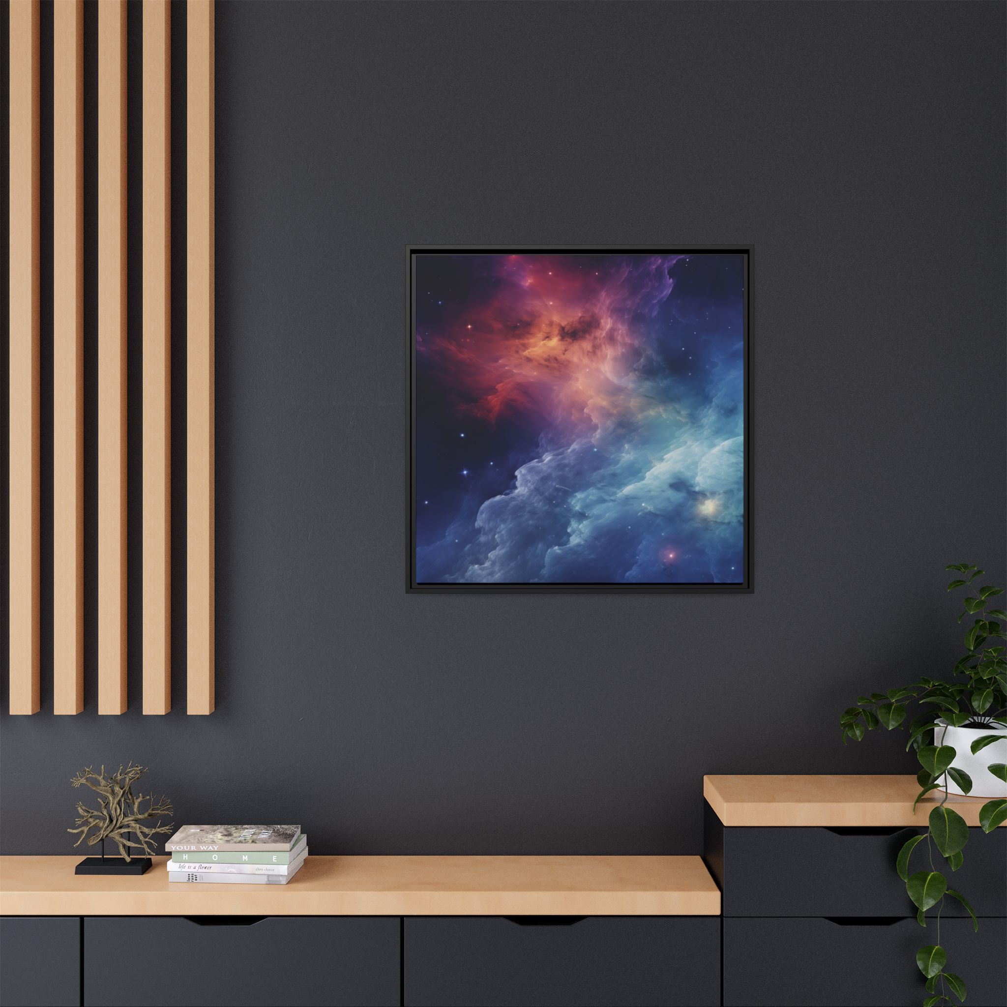 Nebula Cloud - Framed Matt Canvas (Black, White, Brown,) - Image 96
