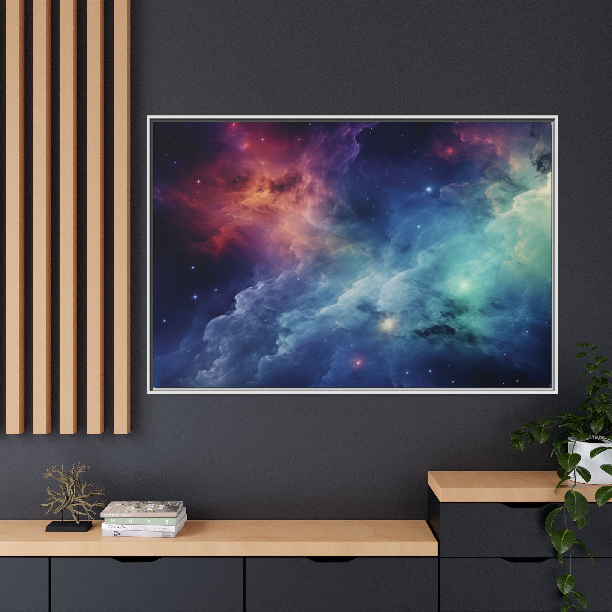 Nebula Cloud - Framed Matt Canvas (Black, White, Brown,) - Image 128