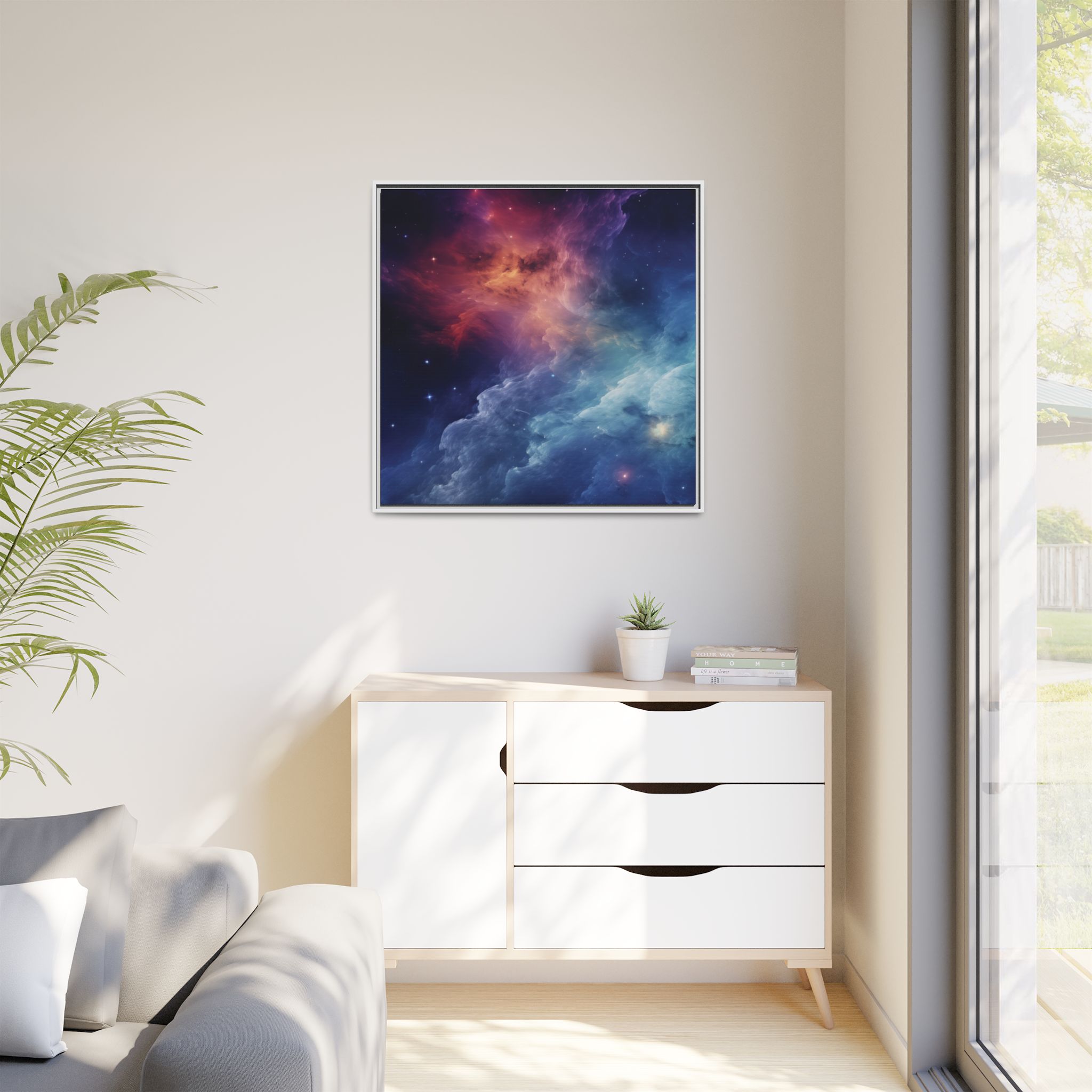 Nebula Cloud - Framed Matt Canvas (Black, White, Brown,) - Image 115