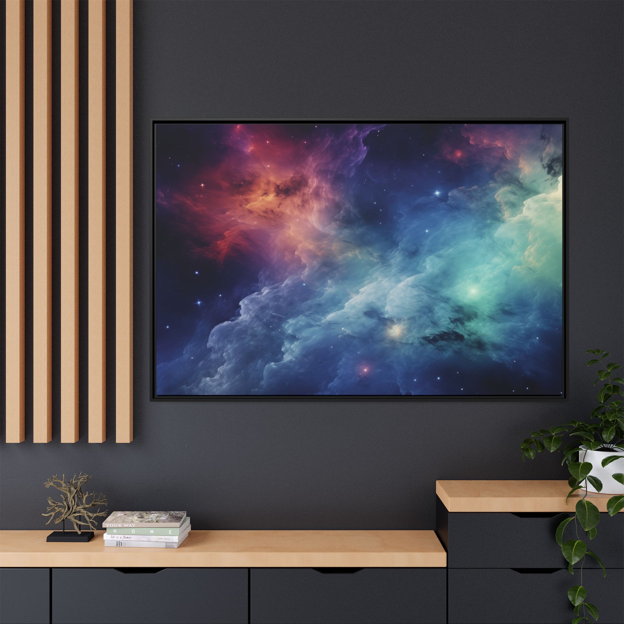 Nebula Cloud - Framed Matt Canvas (Black, White, Brown,) - Image 120