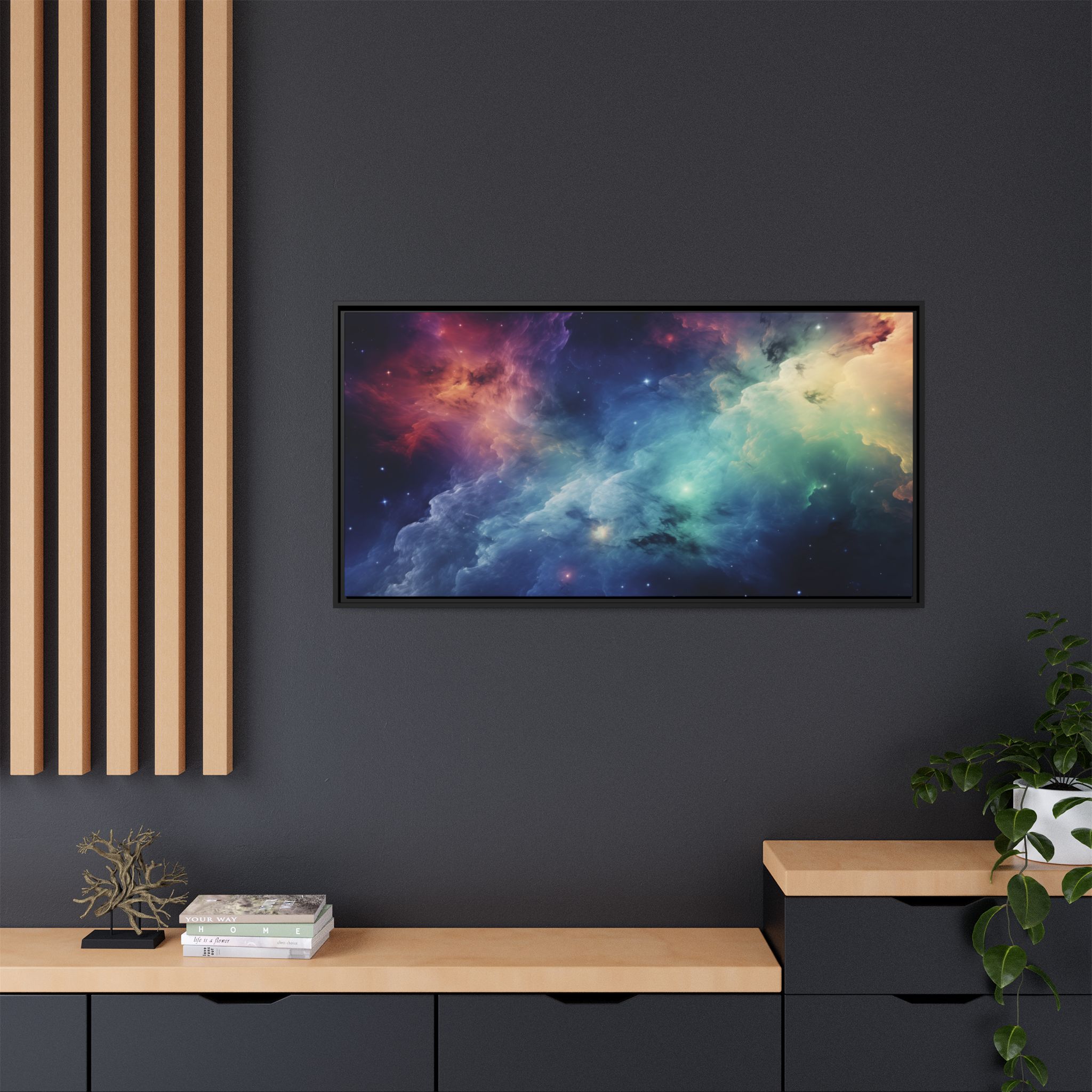 Nebula Cloud - Framed Matt Canvas (Black, White, Brown,) - Image 64
