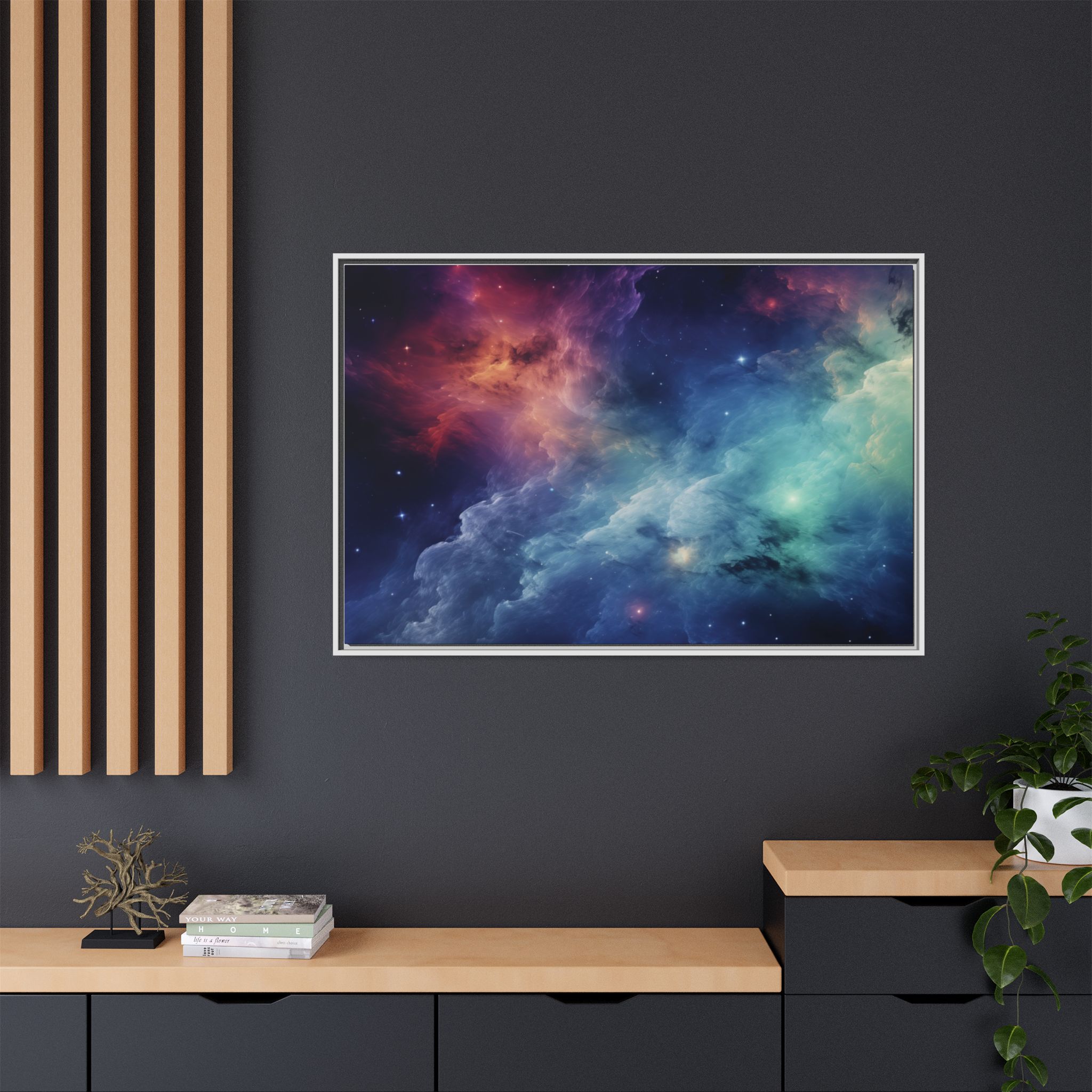 Nebula Cloud - Framed Matt Canvas (Black, White, Brown,) - Image 24