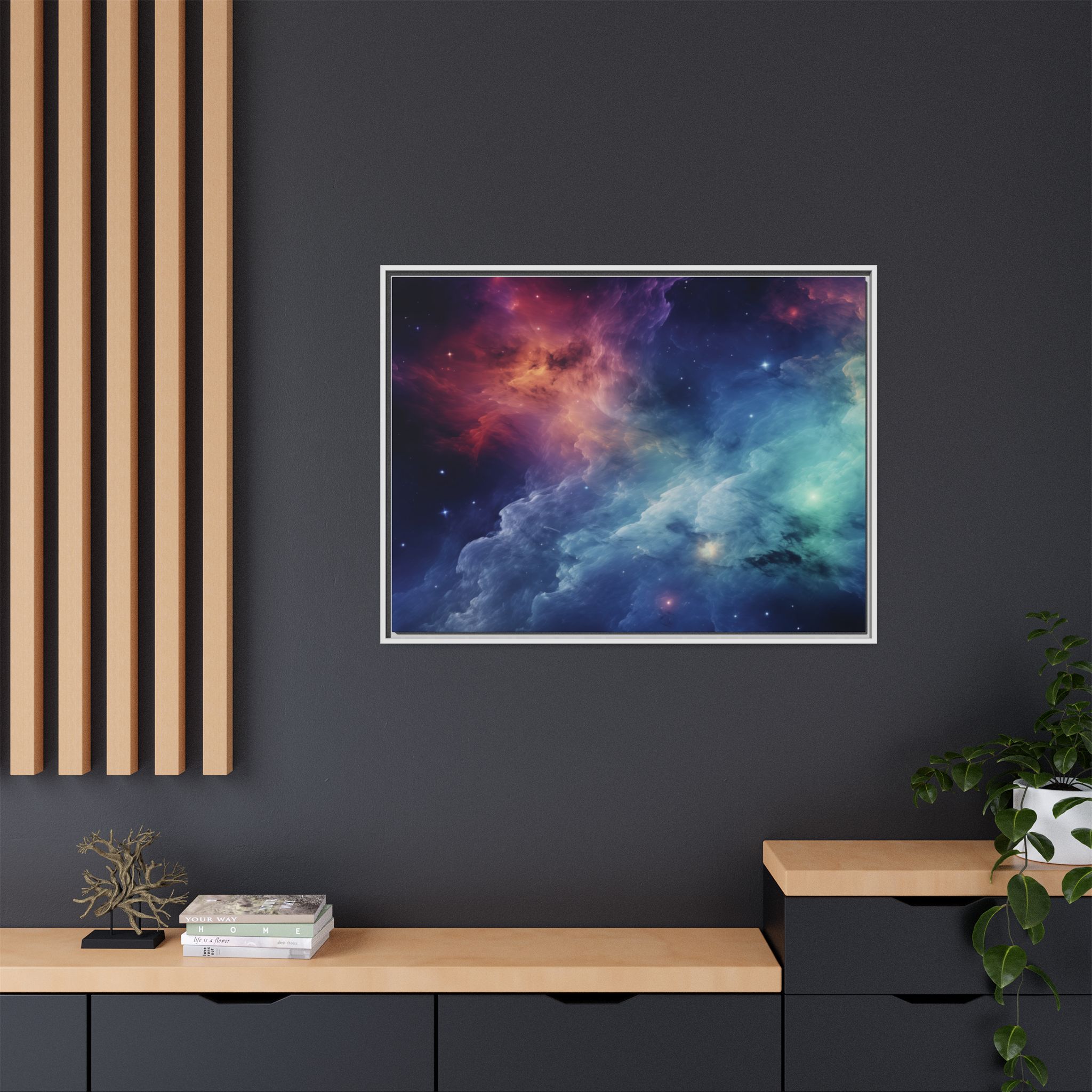 Nebula Cloud - Framed Matt Canvas (Black, White, Brown,) - Image 44