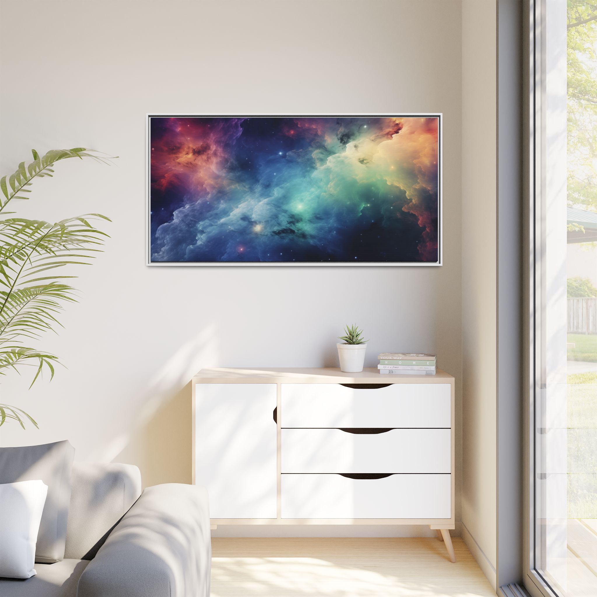 Nebula Cloud - Framed Matt Canvas (Black, White, Brown,) - Image 91