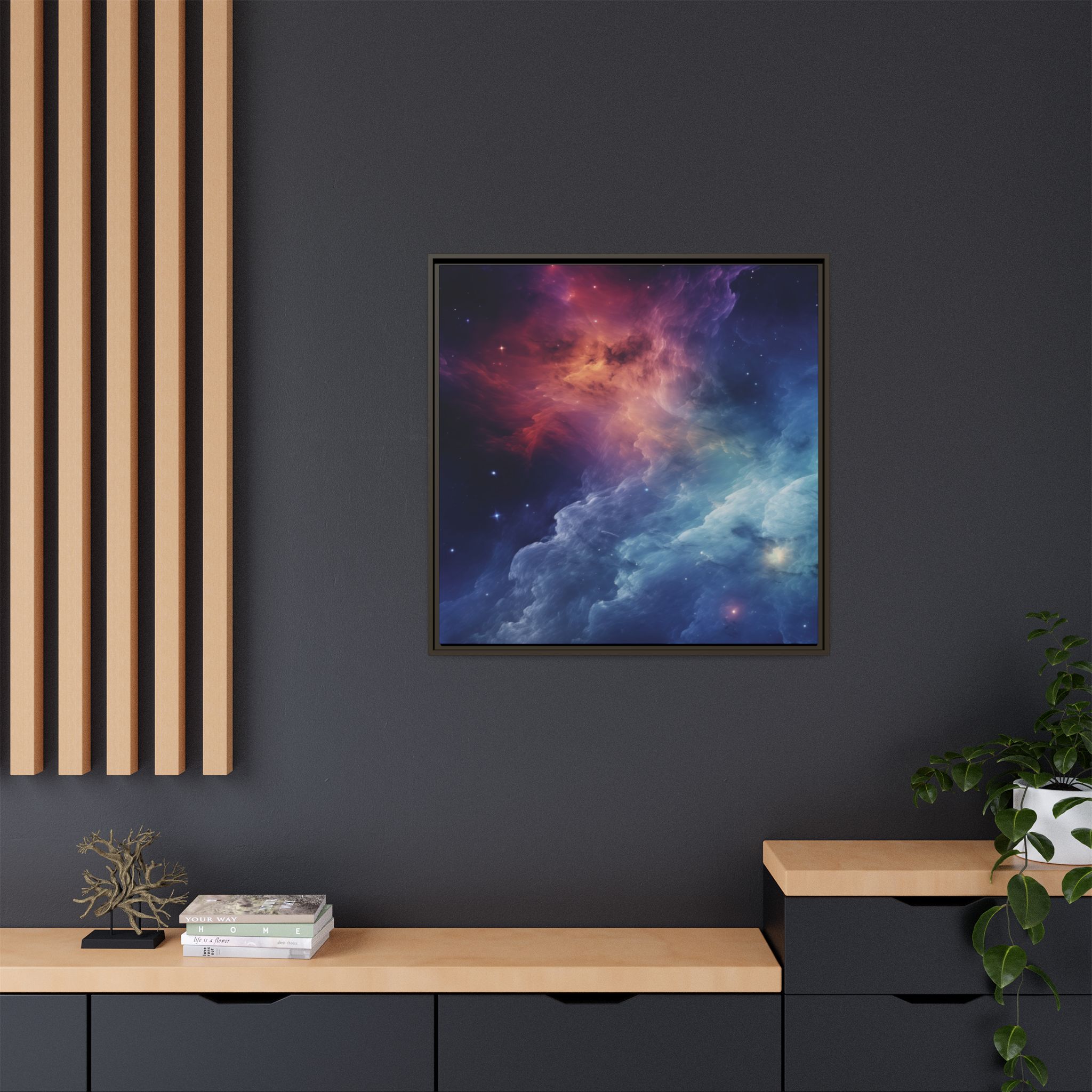 Nebula Cloud - Framed Matt Canvas (Black, White, Brown,) - Image 56
