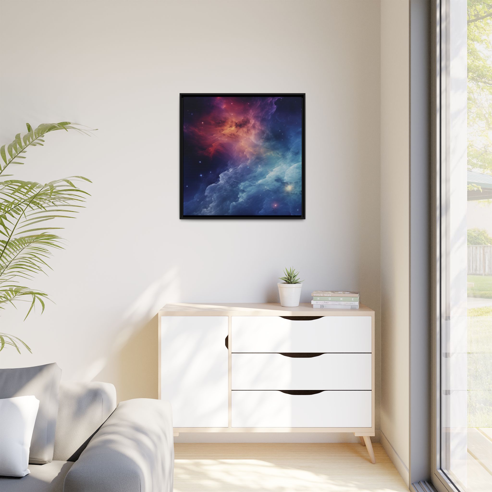 Nebula Cloud - Framed Matt Canvas (Black, White, Brown,) - Image 95