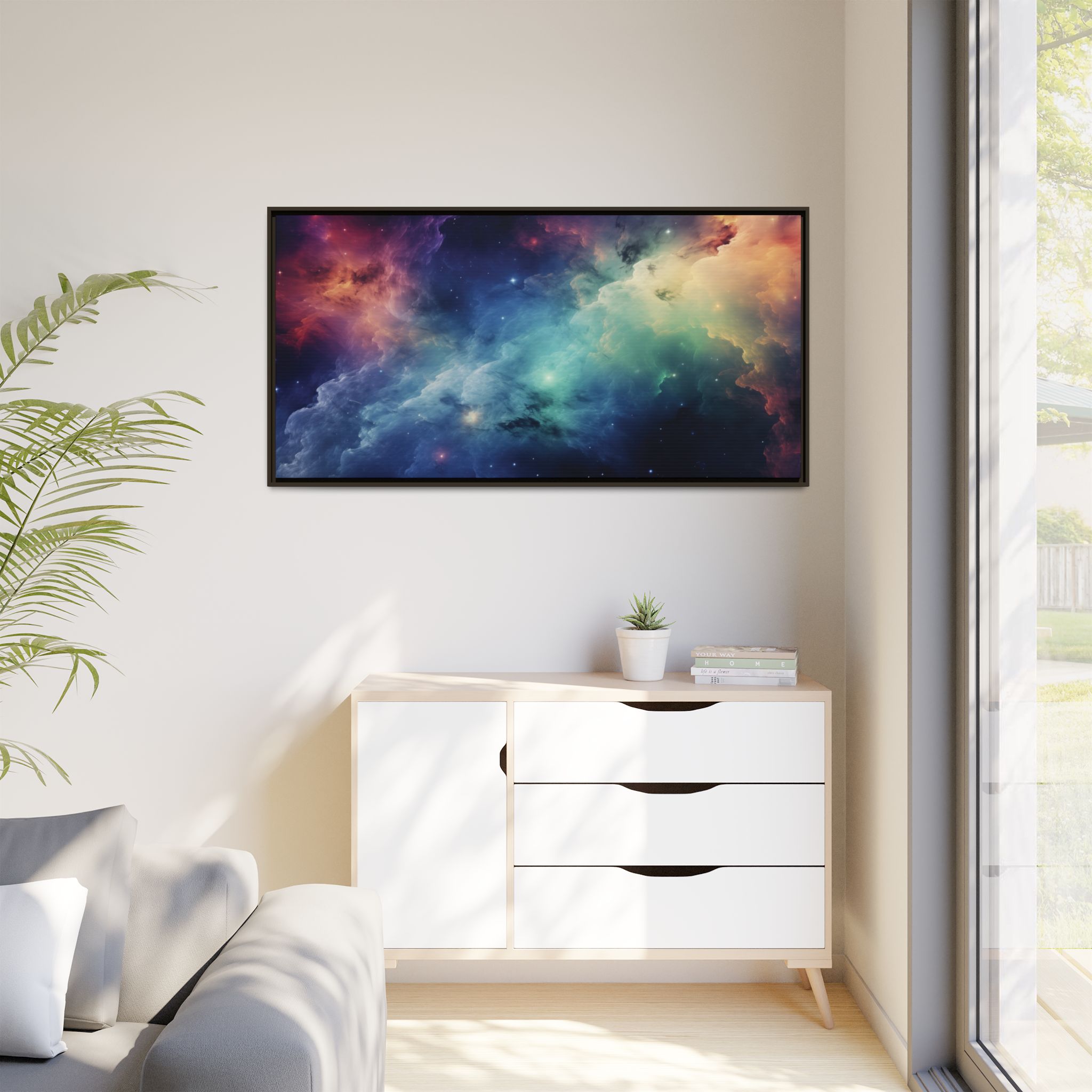 Nebula Cloud - Framed Matt Canvas (Black, White, Brown,) - Image 87