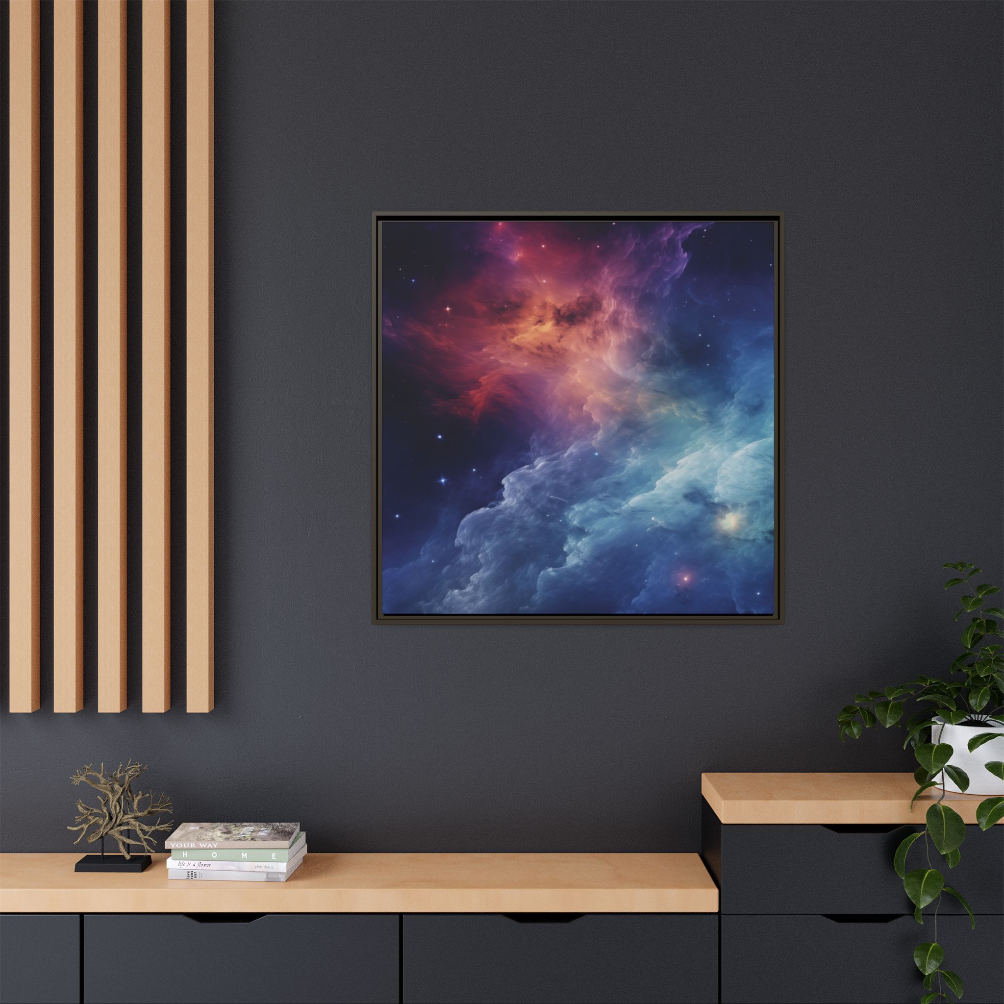Nebula Cloud - Framed Matt Canvas (Black, White, Brown,) - Image 112