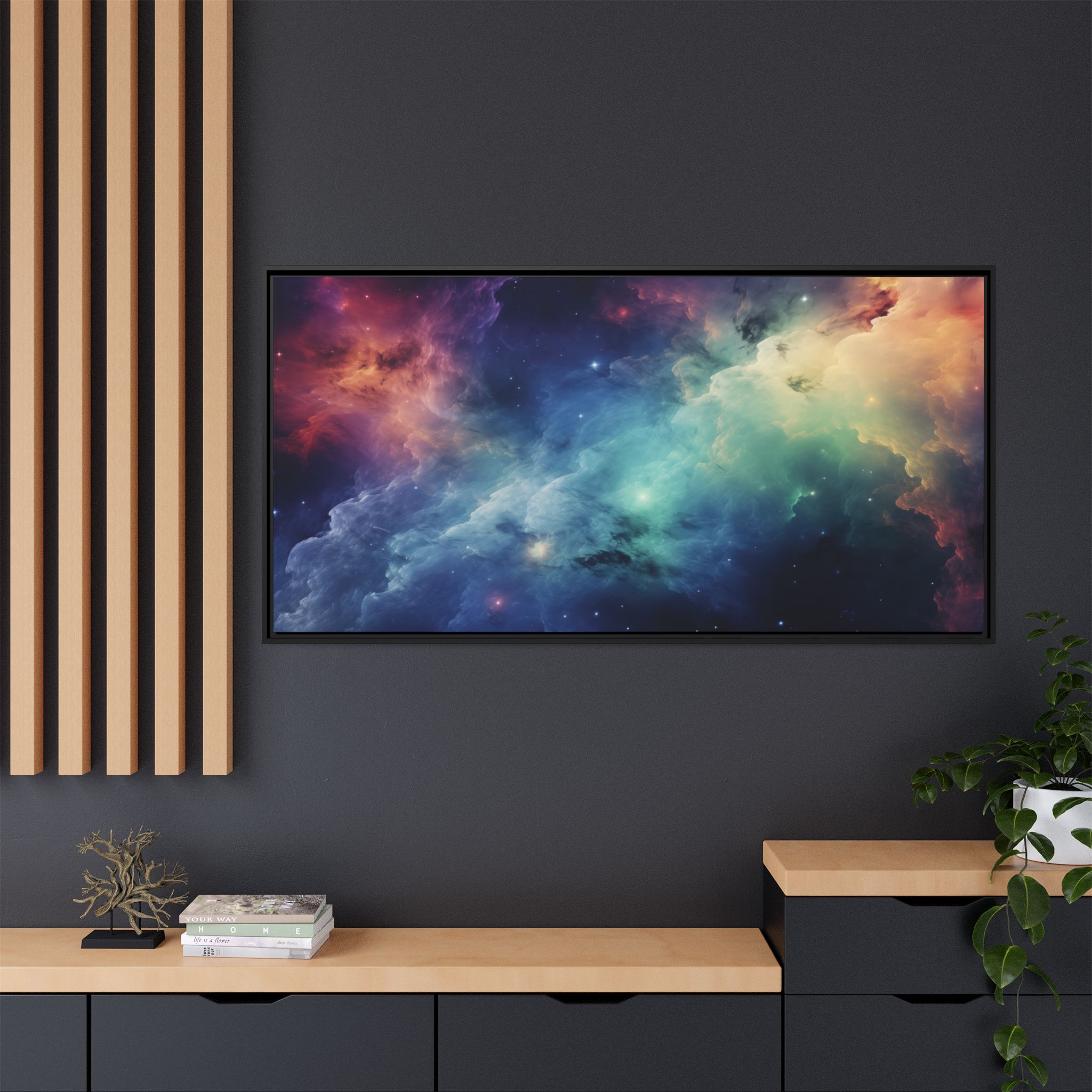 Nebula Cloud - Framed Matt Canvas (Black, White, Brown,) - Image 84
