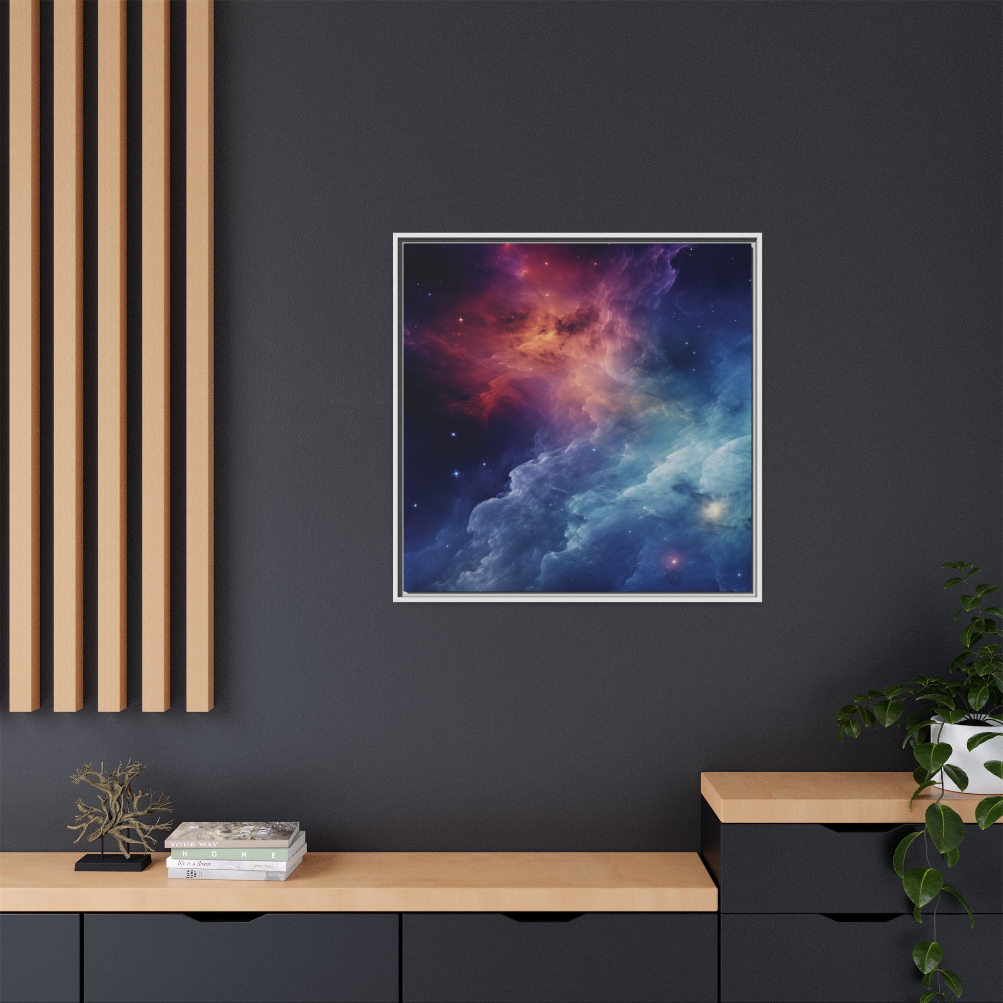 Nebula Cloud - Framed Matt Canvas (Black, White, Brown,) - Image 60
