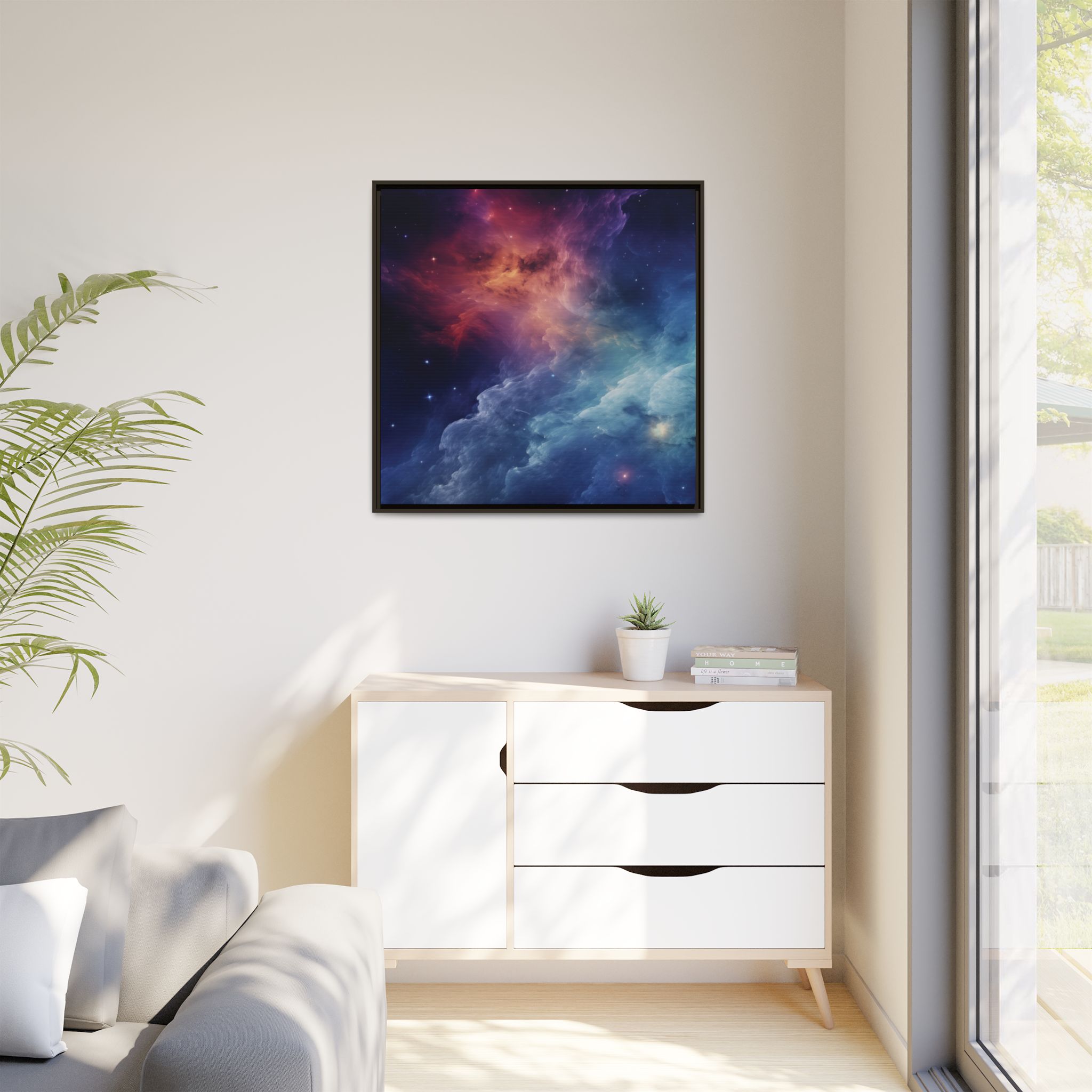 Nebula Cloud - Framed Matt Canvas (Black, White, Brown,) - Image 111